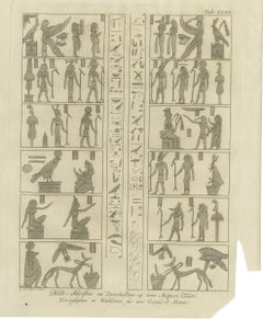 Hieroglyphs and Emblems on a Mummy Case, Antique Print, 1776