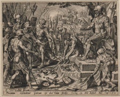 Gideon Receiving the Spoils - 1561 Old Master Engraving Religious