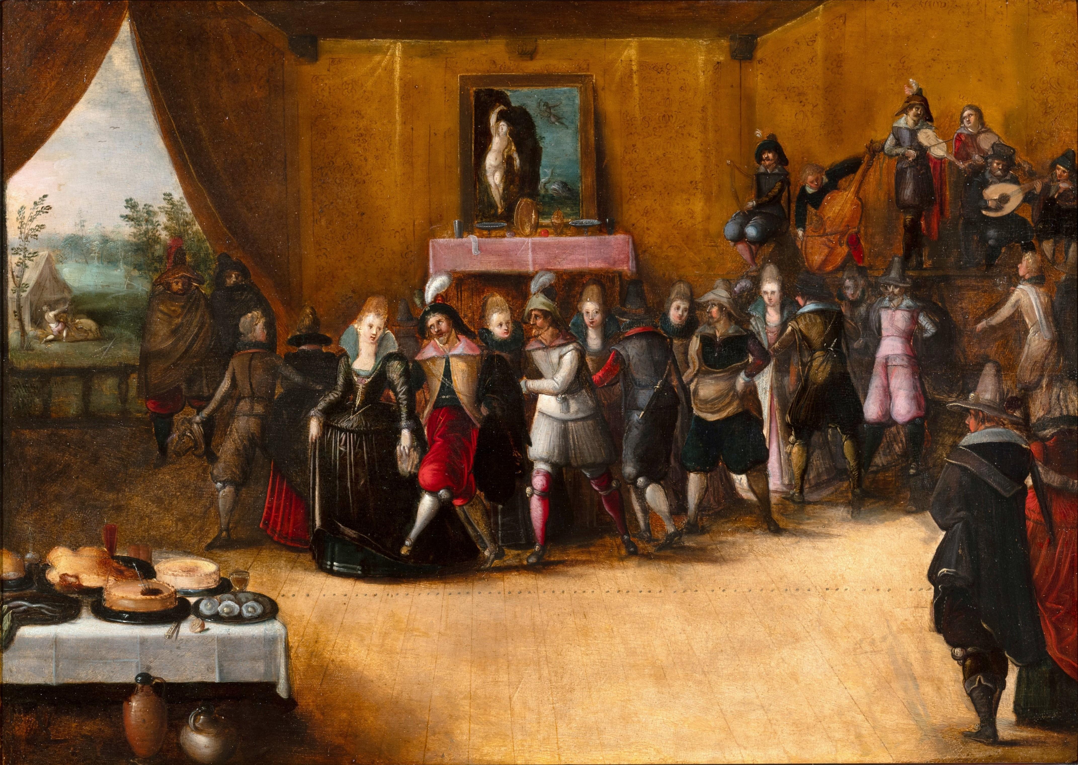 Attribué à H.I.C., 17ème siècle. Anvers - Le fils prodige parmi les couronnes - Painting de HIERONYMUS FRANCKEN II