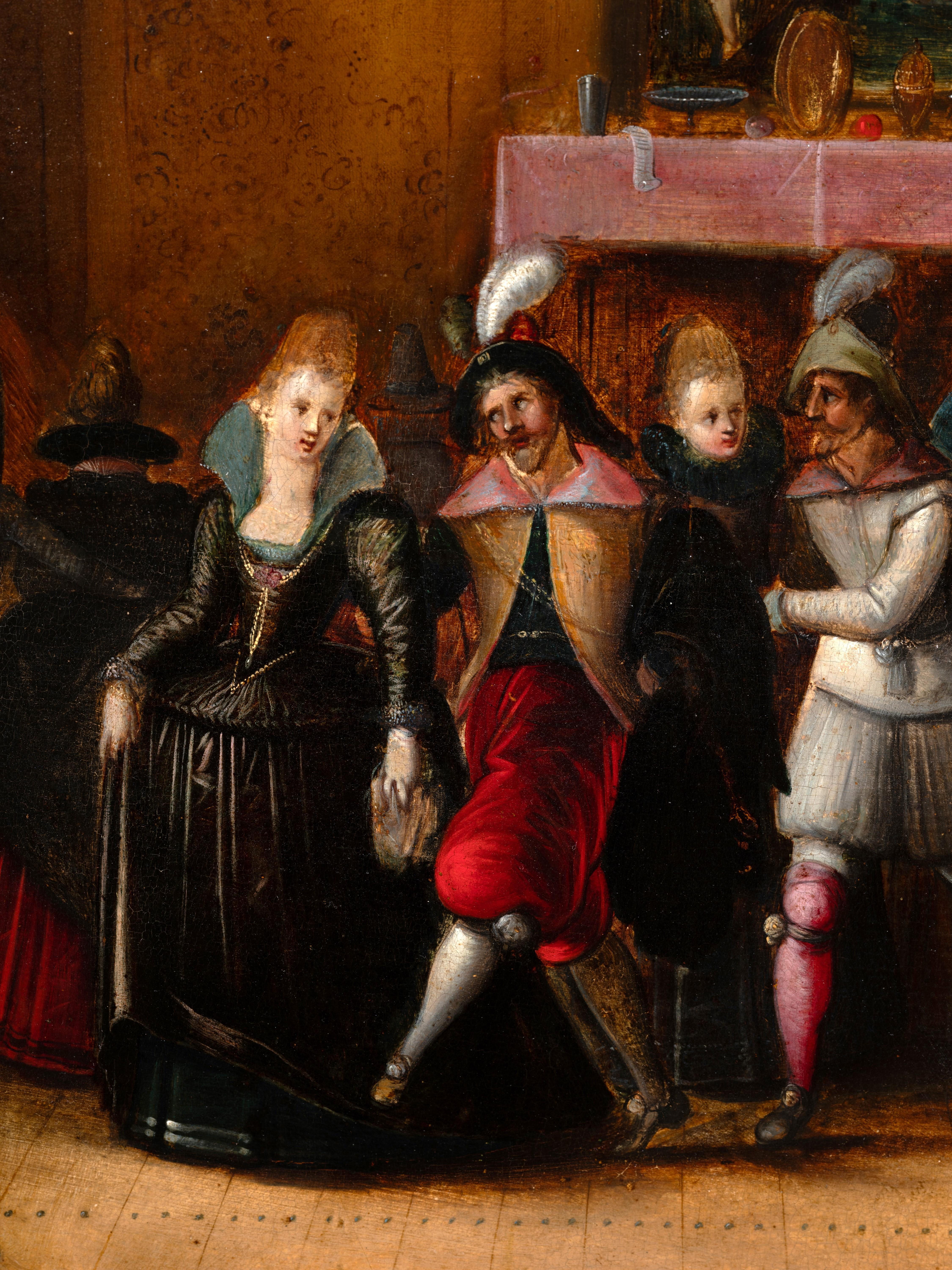 Attributed à H. Francken II, 17th c. Anwerp - The prodigal son among courtesans - Old Masters Painting by HIERONYMUS FRANCKEN II