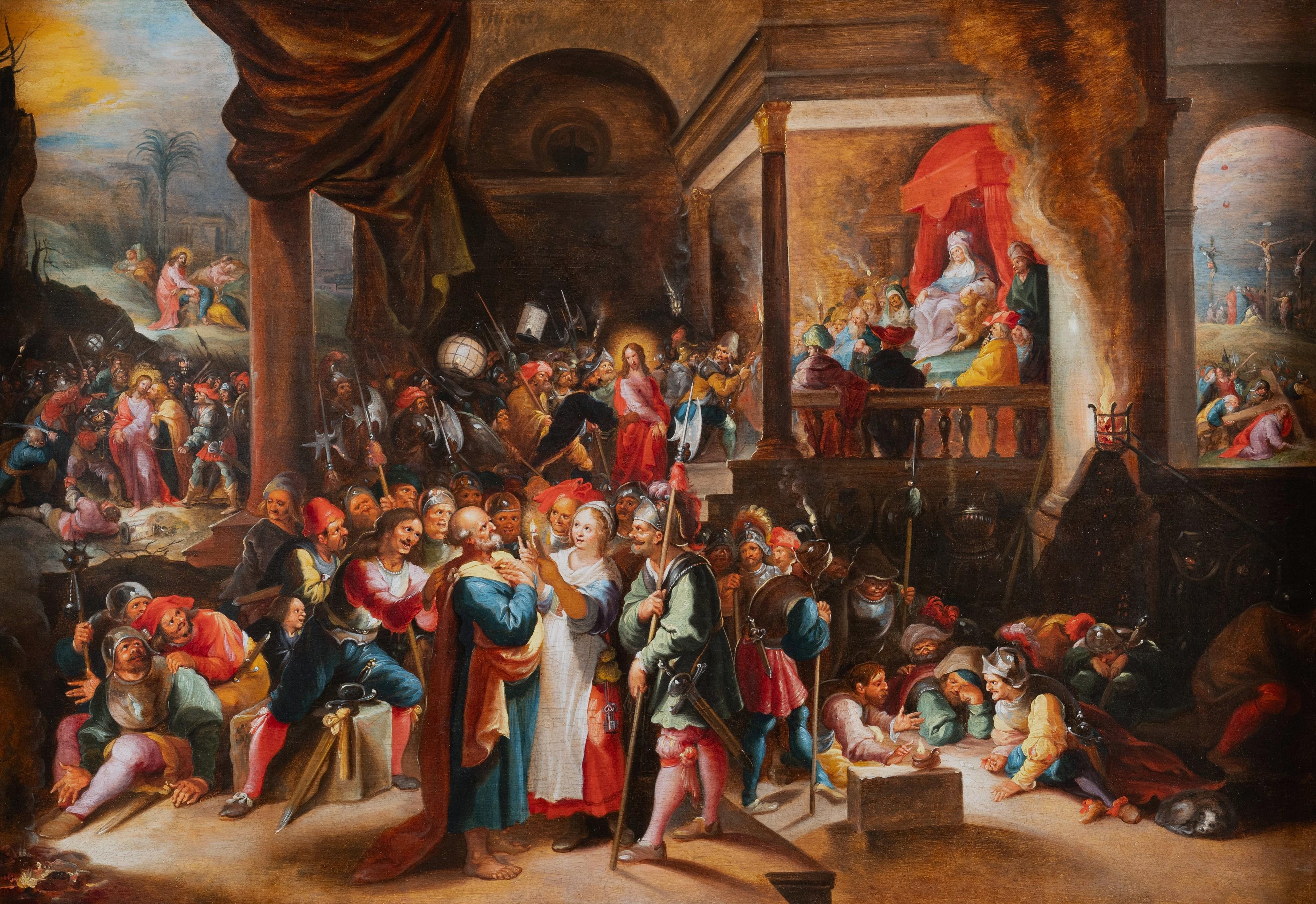 Hieronymus FRANCKEN III - The Denial of Saint Peter, 17th c. Antwerp school For Sale 1