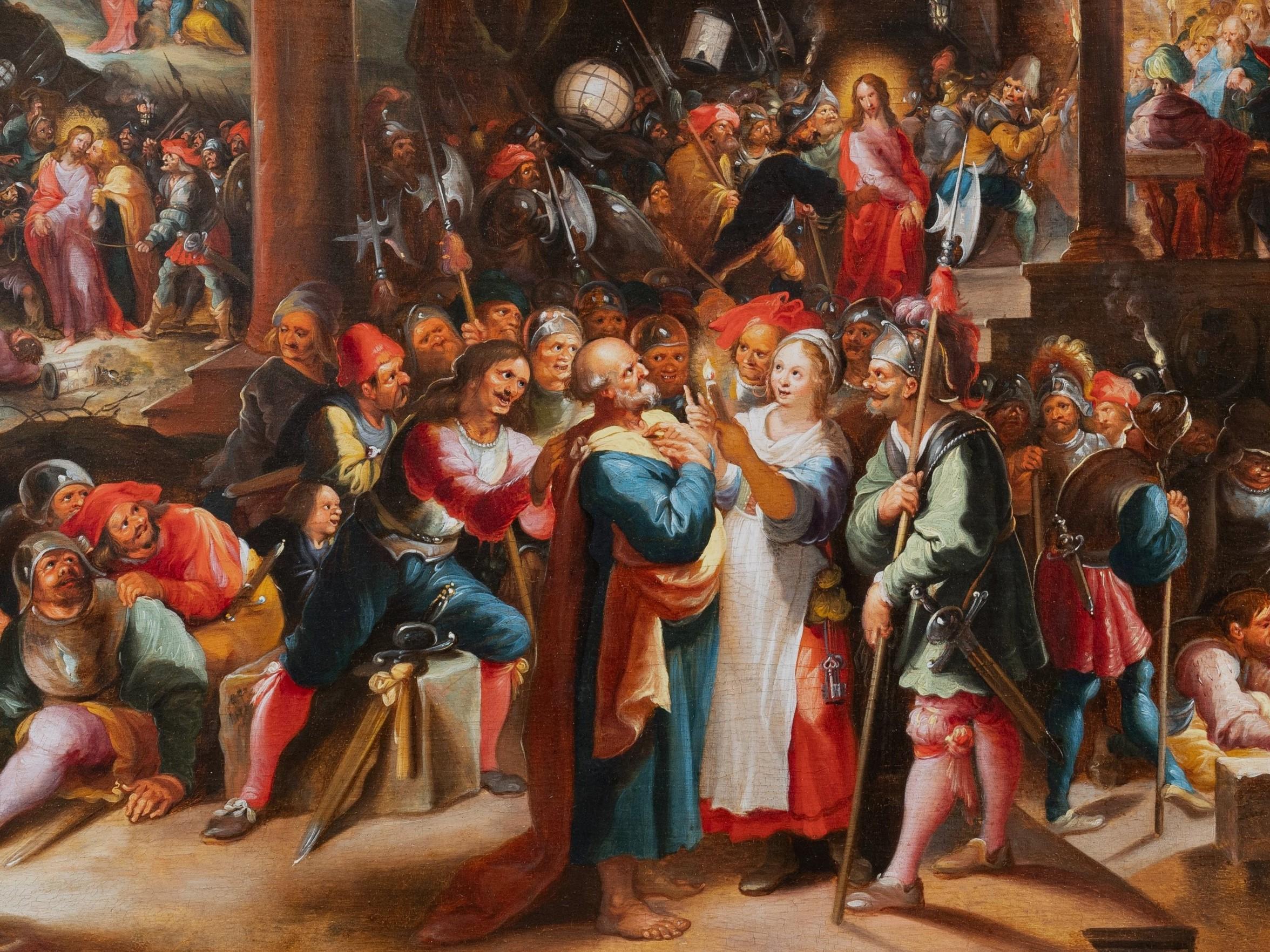 Hieronymus FRANCKEN III - The Denial of Saint Peter, 17th c. Antwerp school For Sale 2