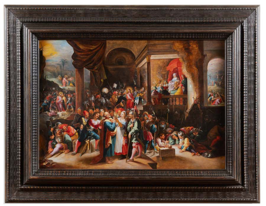 Hieronymus FRANCKEN III - The Denial of Saint Peter, 17th c. Antwerp school