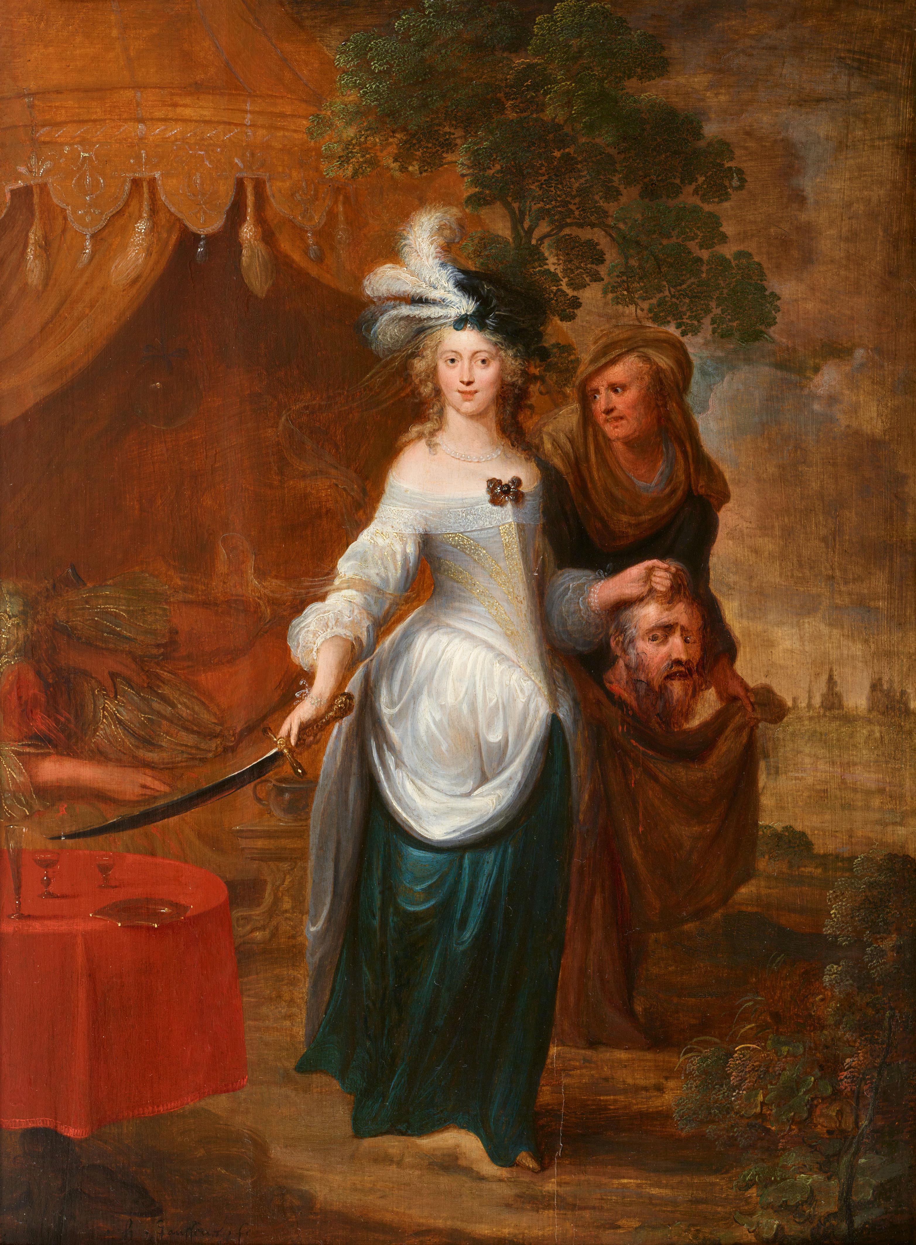 Judith avec la tête de Holofernes - Hieronymus Janssens (1624 - 1693) - Marron Figurative Painting par Hieronymus Jannsens