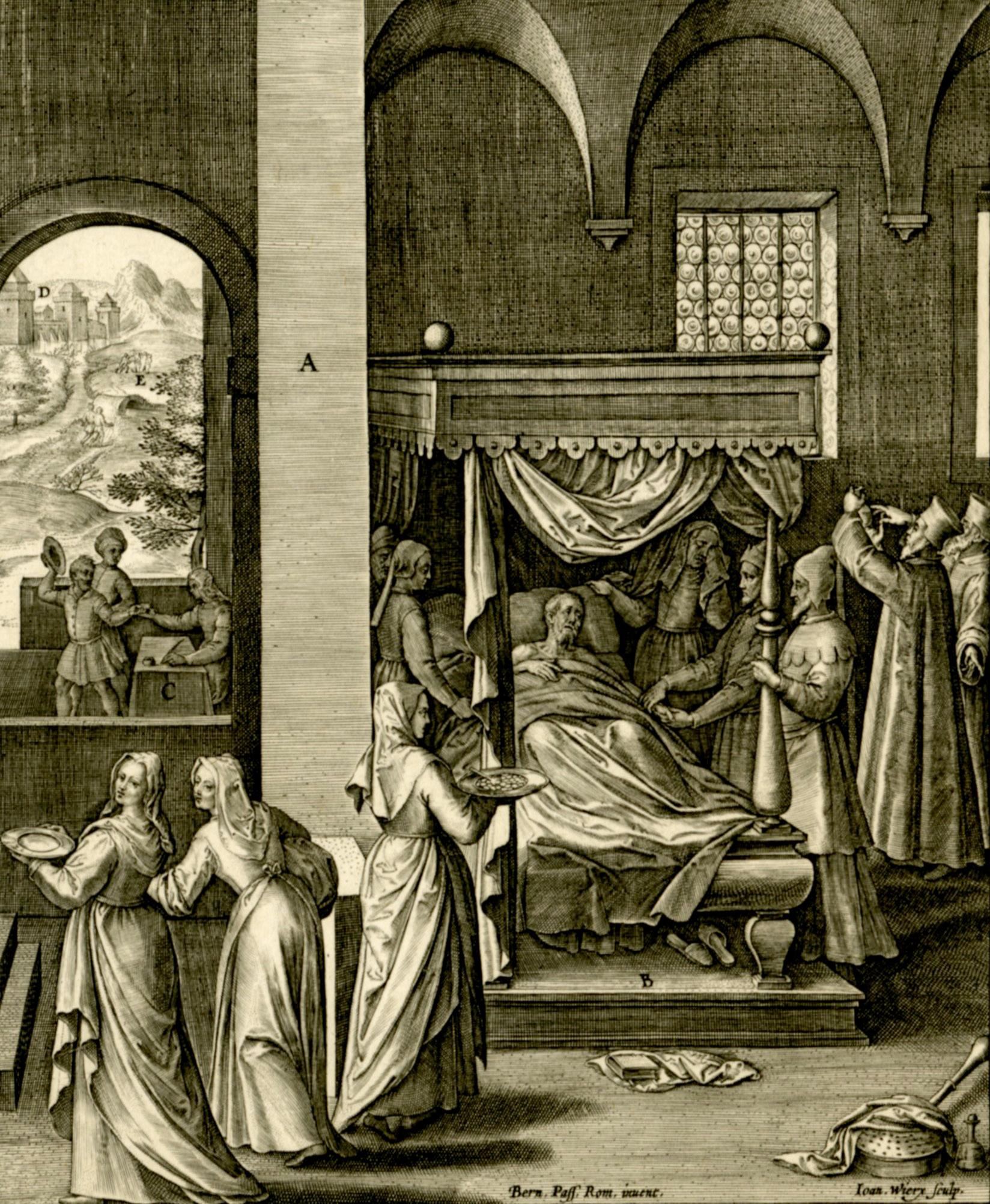 The Death of Lazarus - Print by Hieronymus Wierix