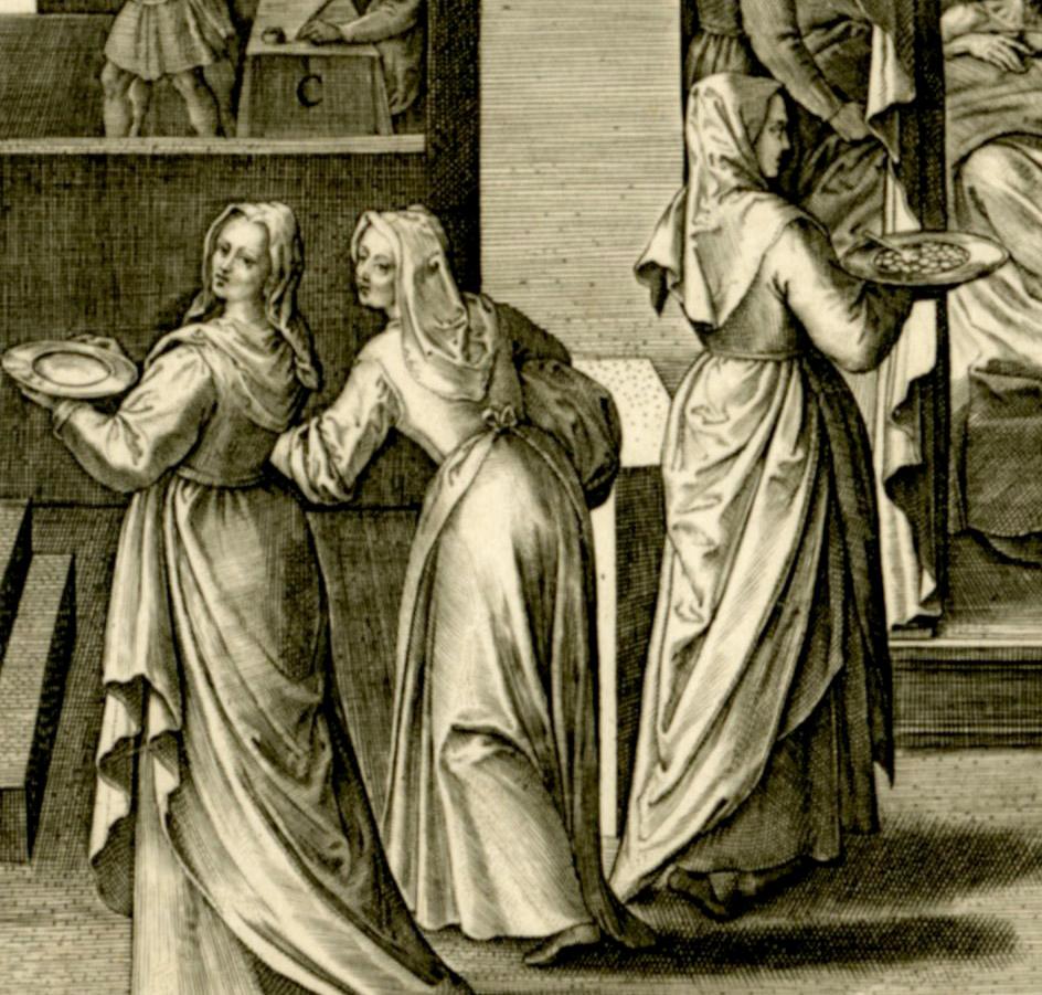 The Death of Lazarus - Beige Figurative Print by Hieronymus Wierix