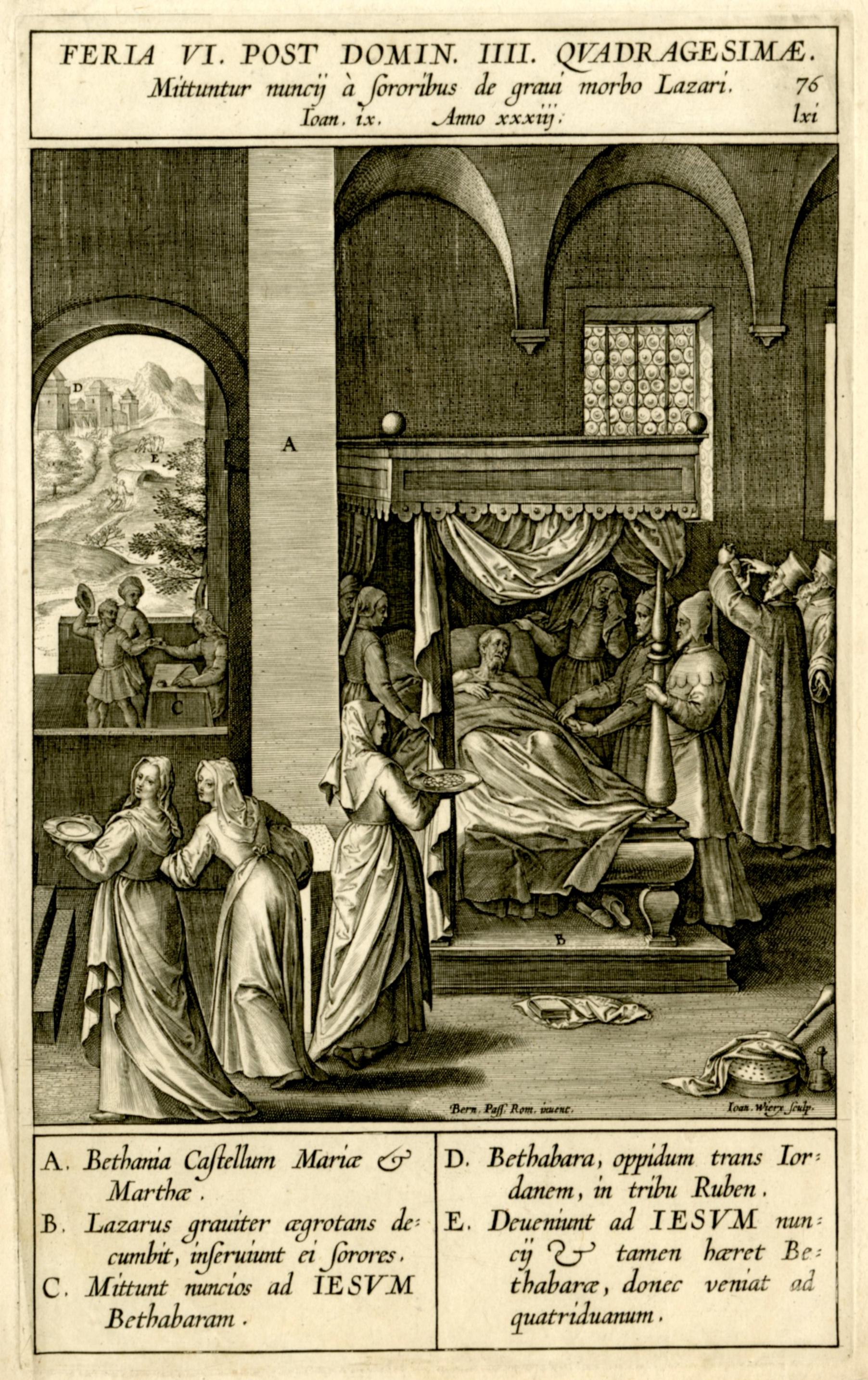 Hieronymus Wierix Figurative Print - The Death of Lazarus