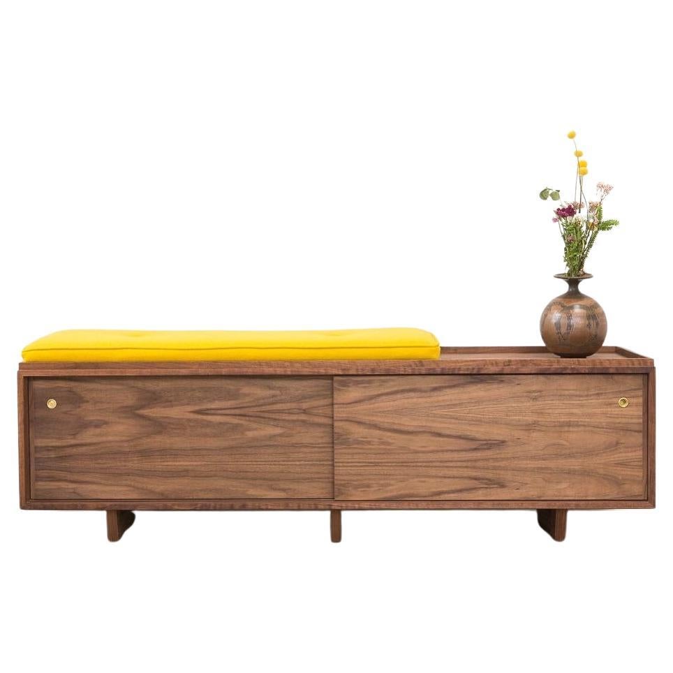 Banc de rangement en vinyle Hifi avec portes coulissantes en vente