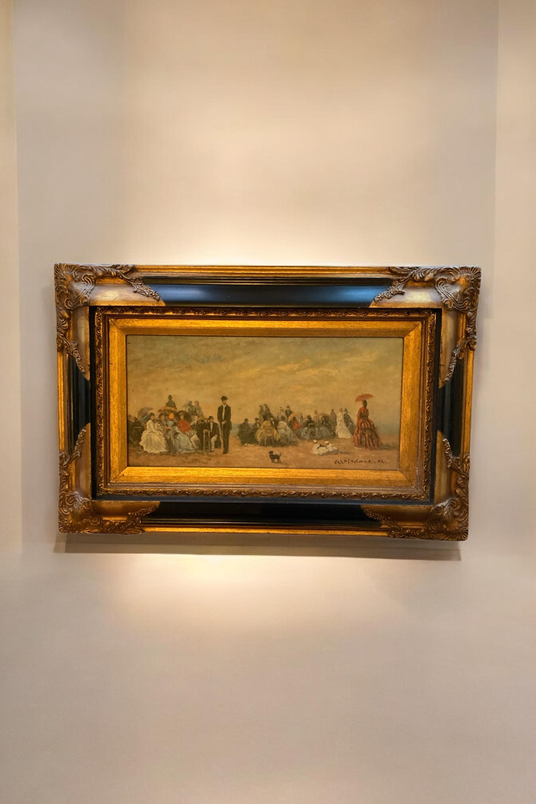 Giltwood Higgins and Bower Print on Canvass signed W M Chase For Sale