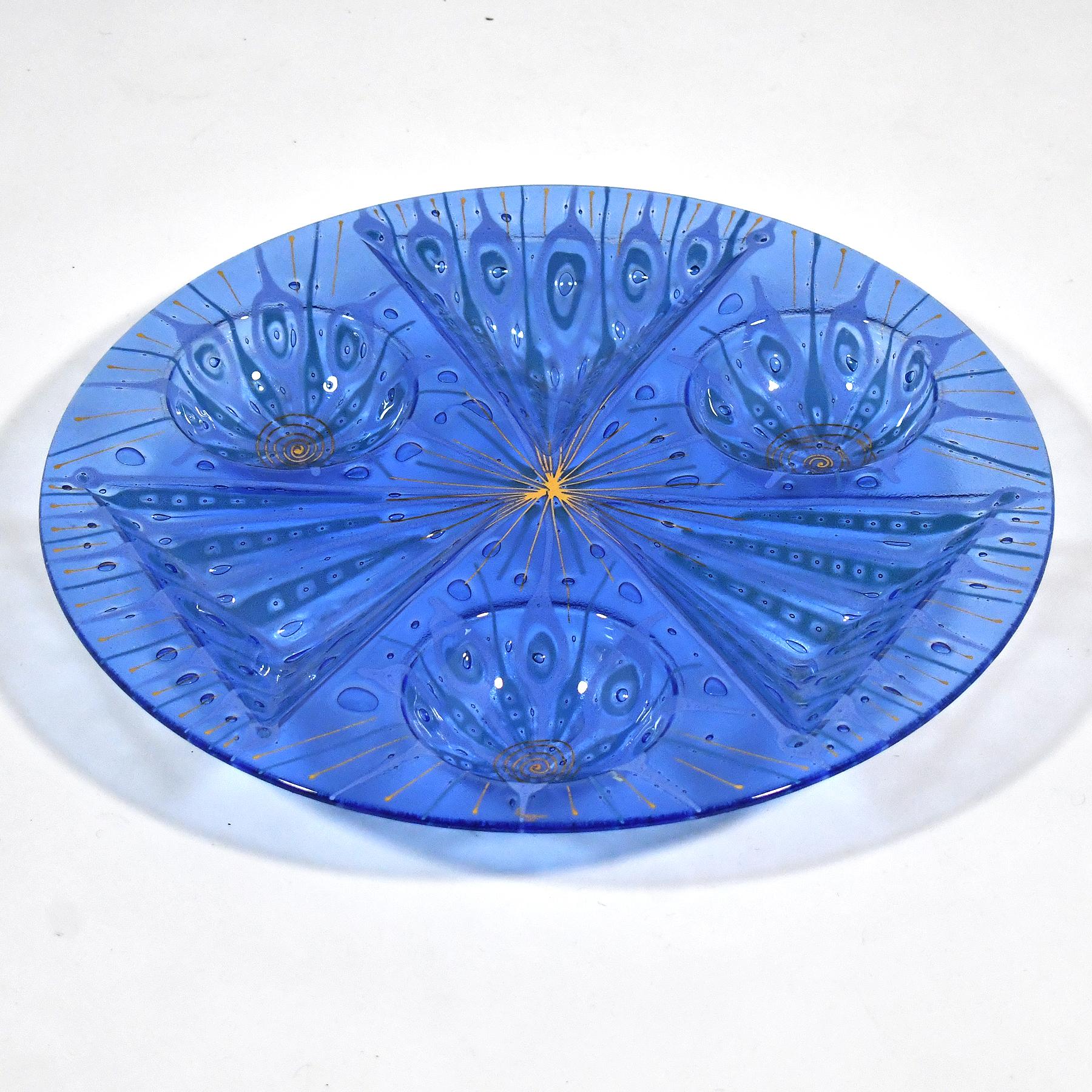 Mid-Century Modern Higgins Fused Glass Tidbit Tray For Sale