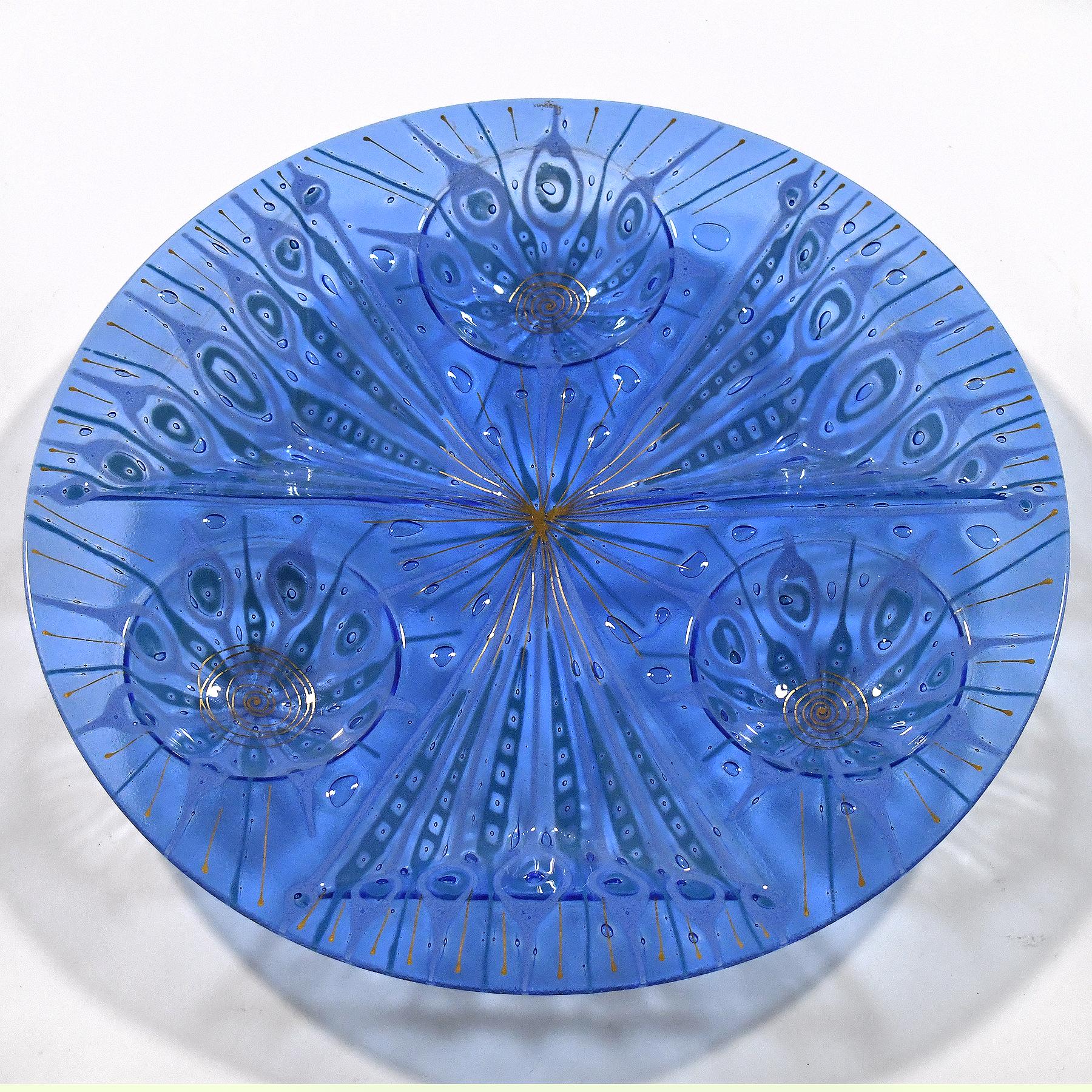 Higgins Fused Glass Tidbit Tray In Good Condition For Sale In Highland, IN