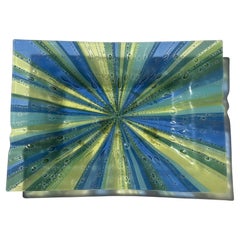 Higgins glass large ashtray/ centerpiece signed in gold