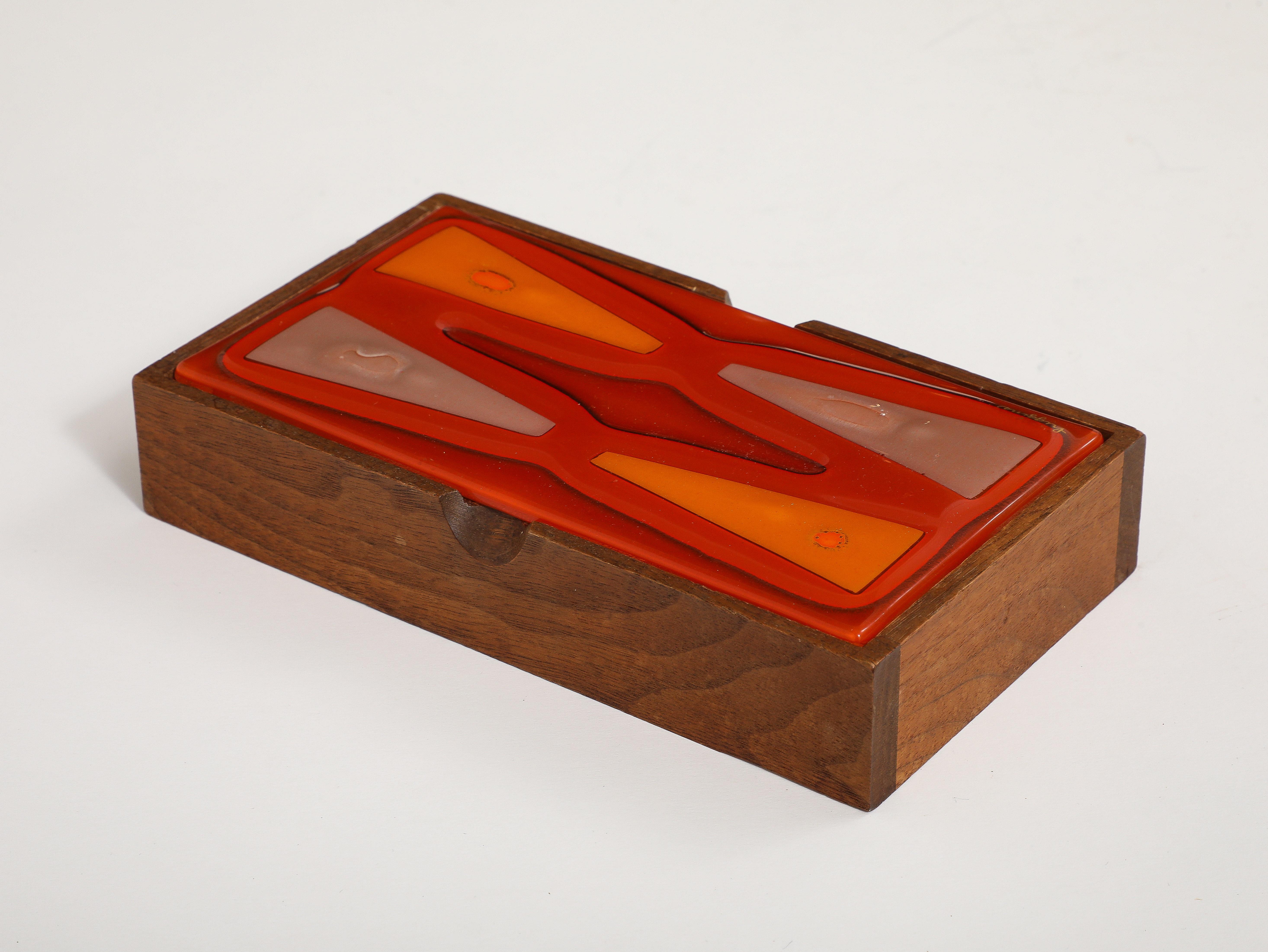 Higgins Graphic Red, Orange Glass Box In Good Condition In New York, NY