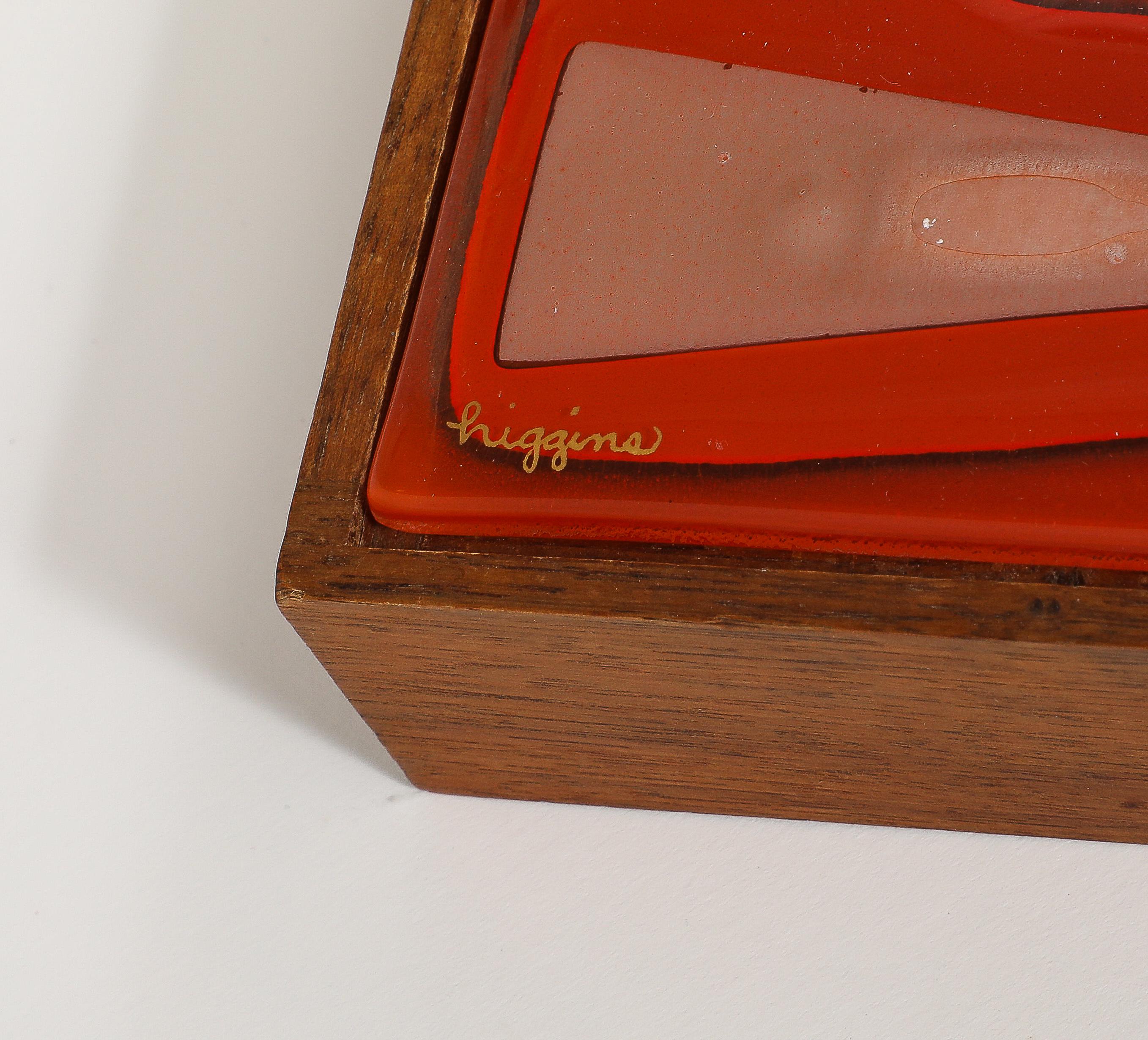 Higgins Graphic Red, Orange Glass Box For Sale 1