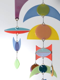 Higgins Studio Art Glass Abstract Multi-Color Mobile, Hanging Sculpture, Signed
