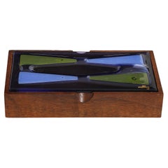 Retro Higgins Violet/Green Art Glass Keepsake Box