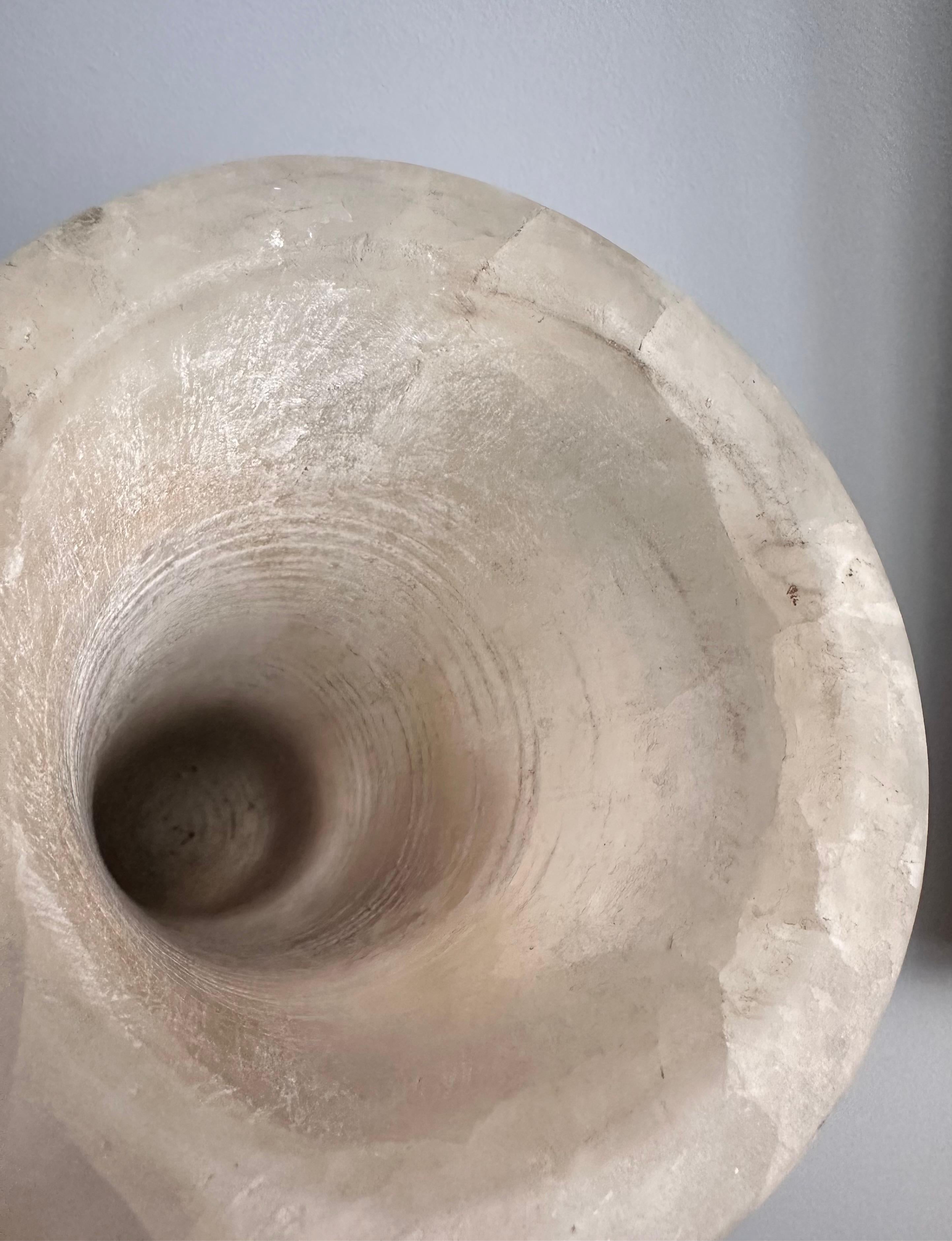 High Alabaster Cylindrical Vase Egyptian Style, 20th century.
 For Sale 7