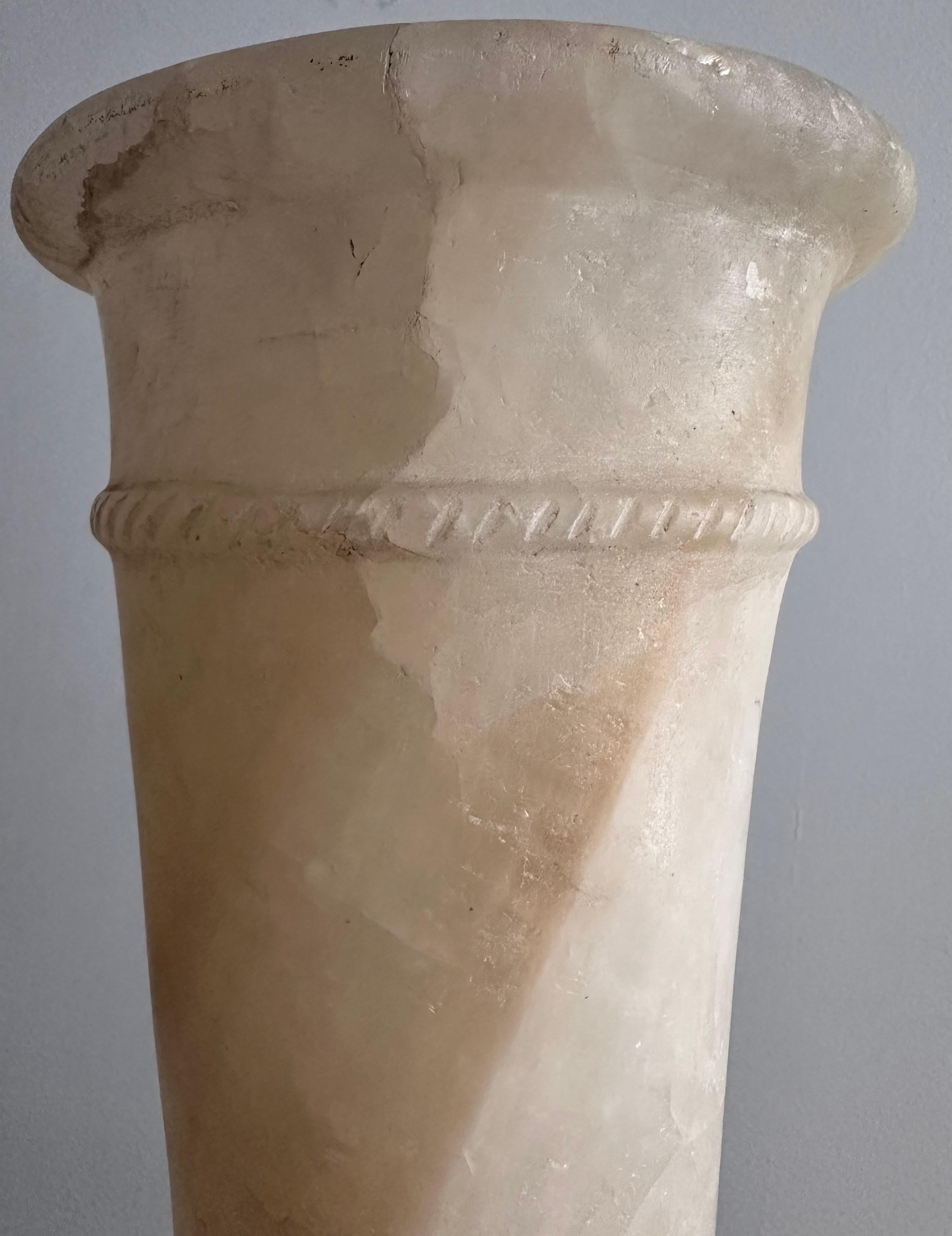 High Alabaster Cylindrical Vase Egyptian Style, 20th century.
 For Sale 10