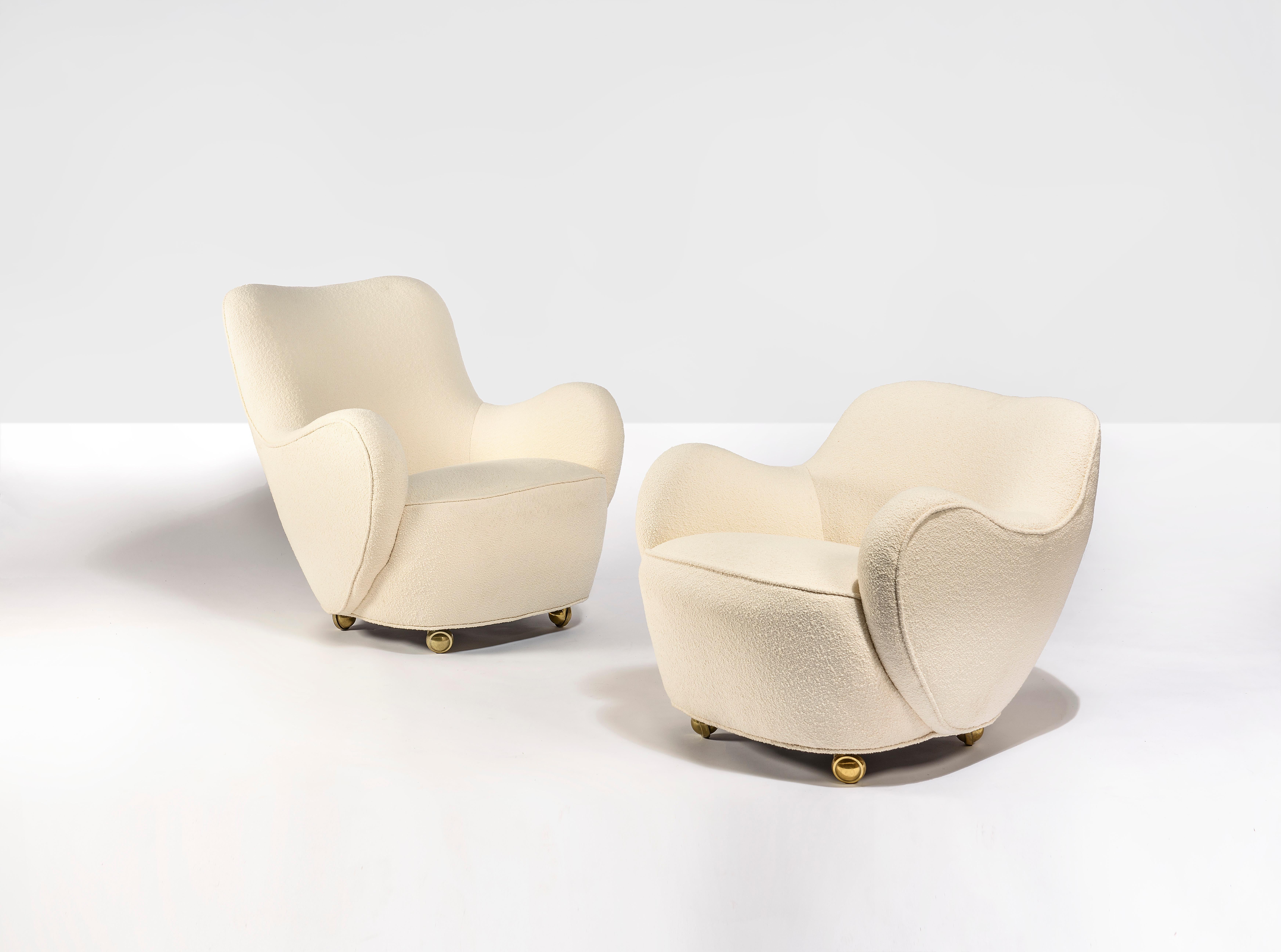 American High and Low Backed Fireside Lounge Chairs by Vladimir Kagan