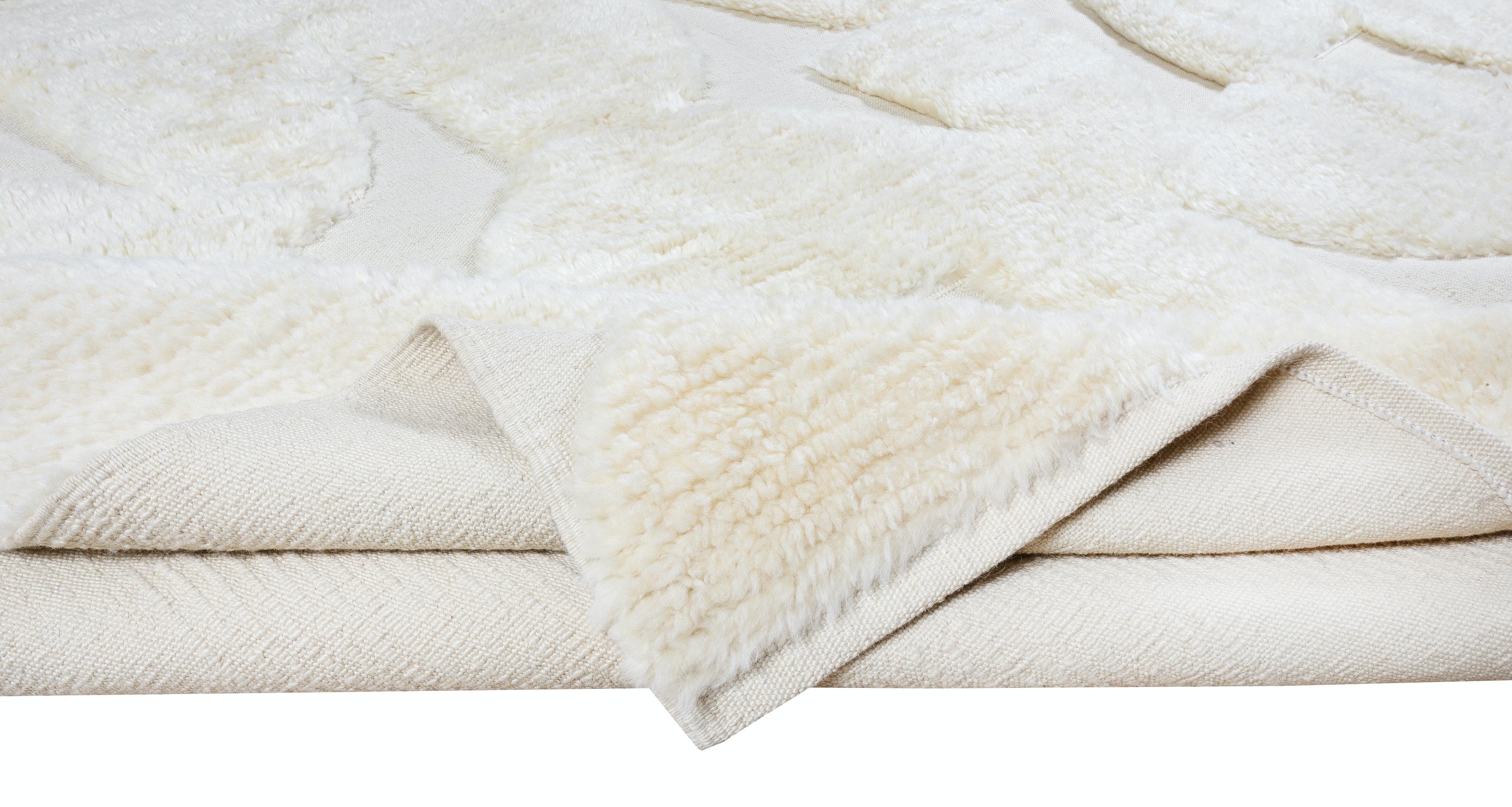 Annodato a mano Tappeto Tulu marocchino a pelo alto e basso, 100% lana naturale Opzioni personalizzate disponibili in vendita