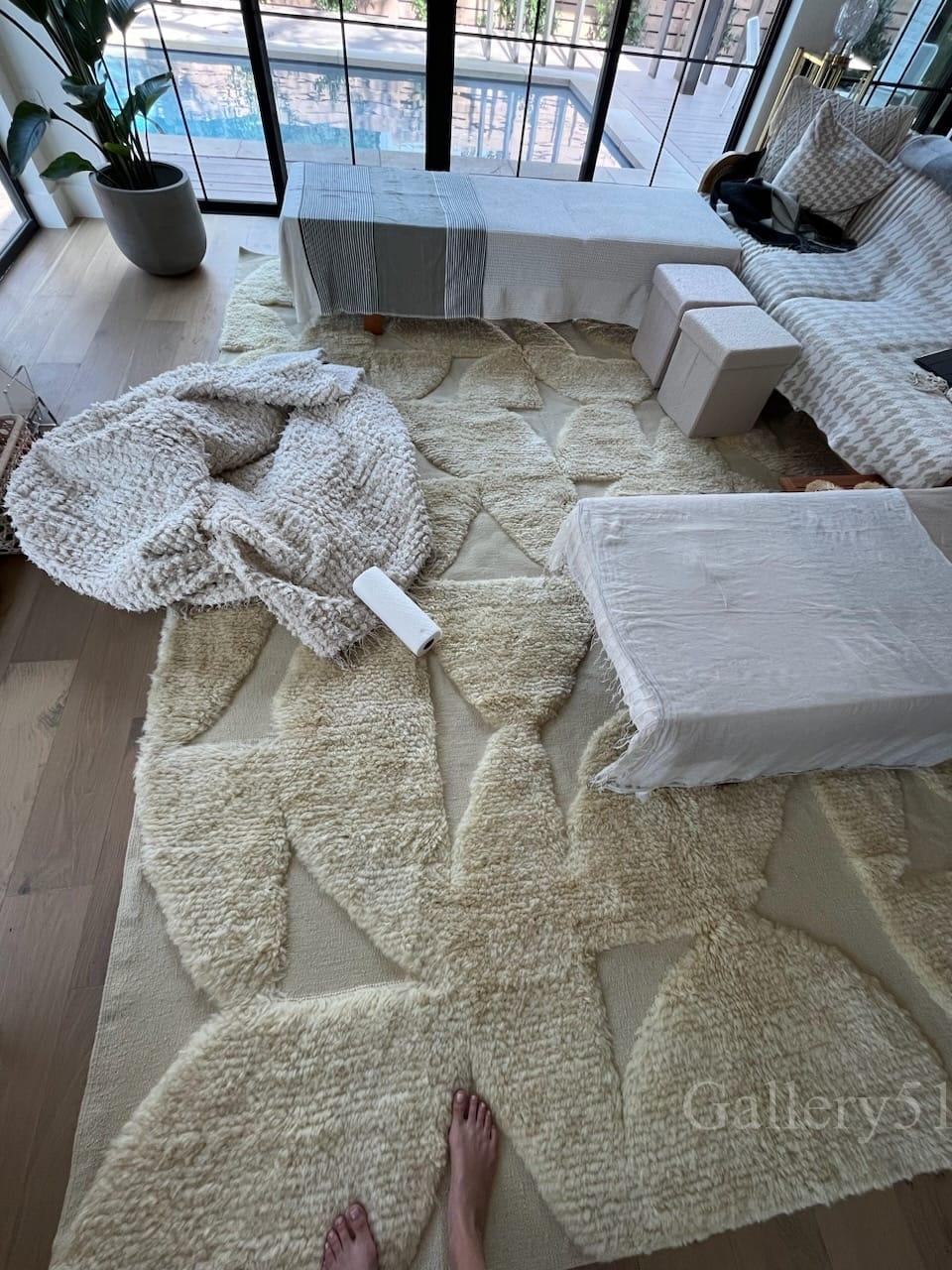 Lana Tappeto Tulu marocchino a pelo alto e basso, 100% lana naturale Opzioni personalizzate disponibili in vendita
