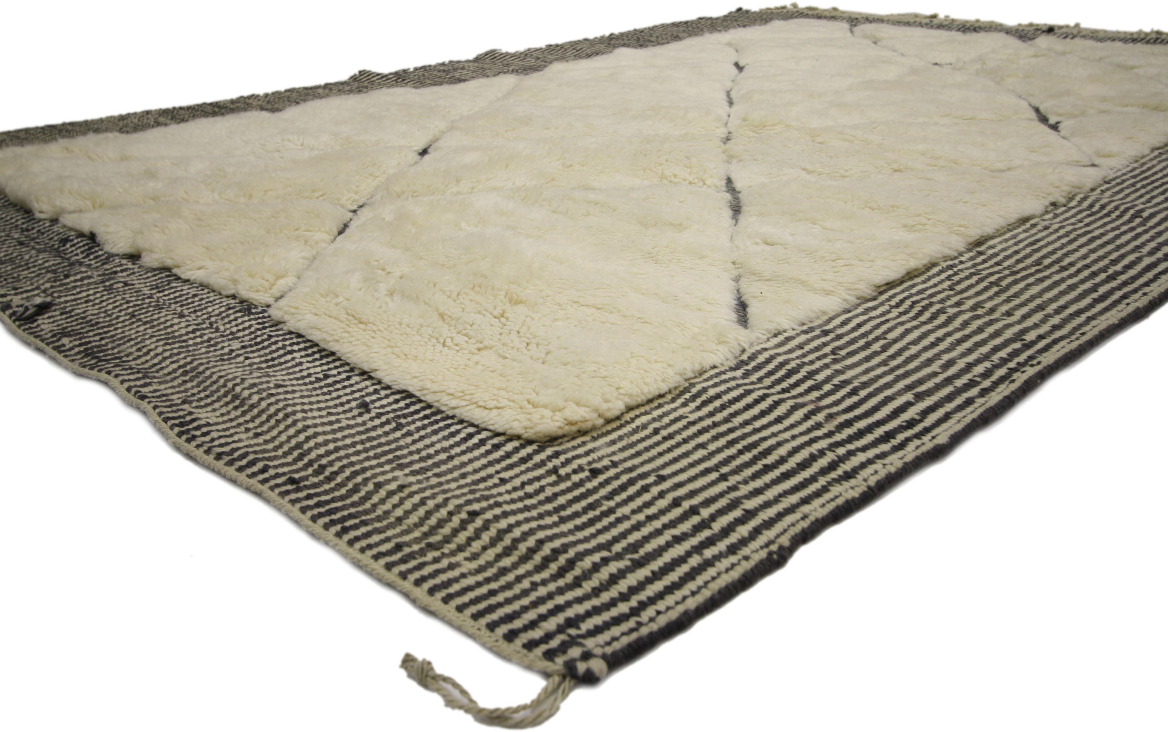 Modern High and Low Texture Moroccan Rug with Asymmetrical Design, Berber Moroccan Rug