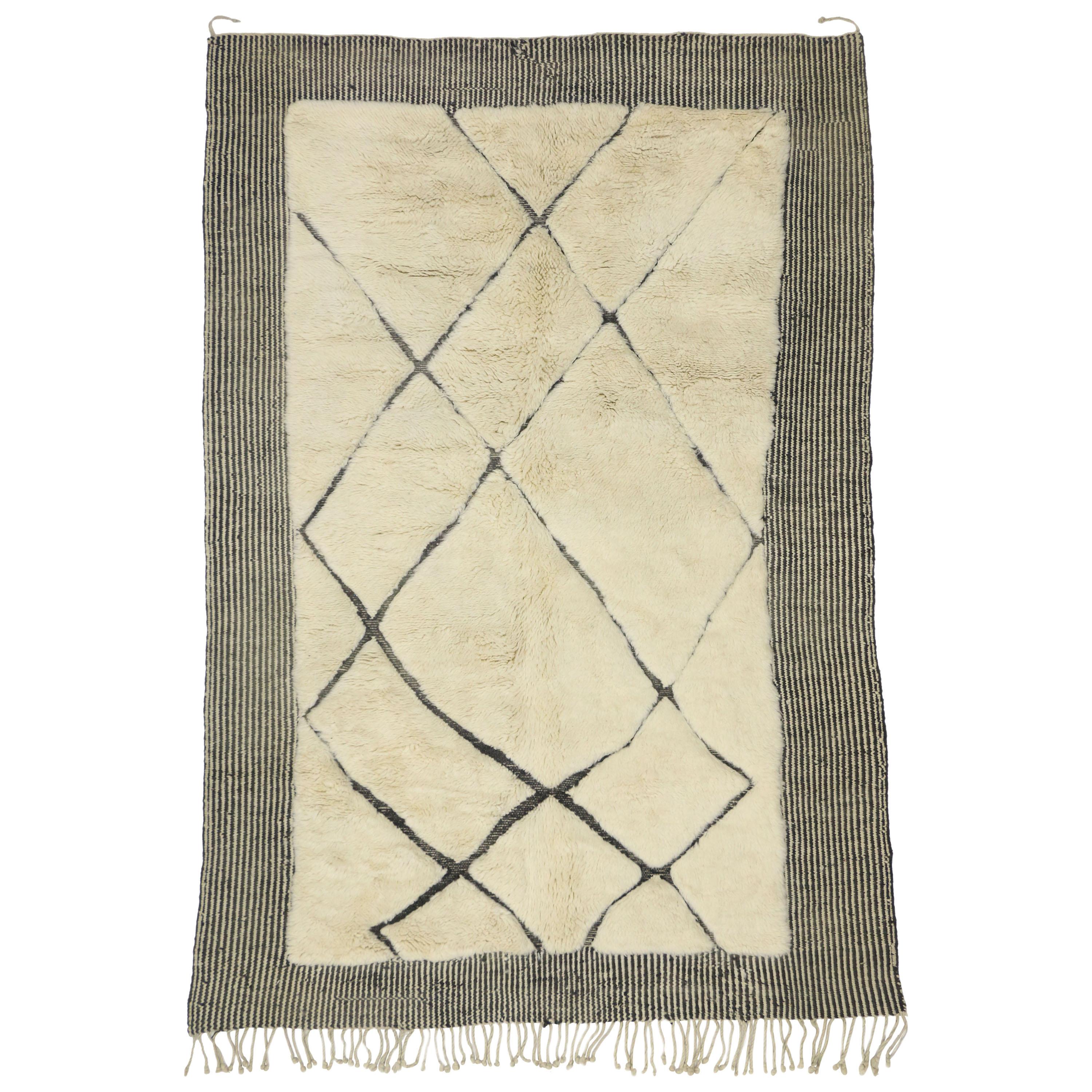 High and Low Texture Moroccan Rug with Asymmetrical Design, Berber Moroccan Rug