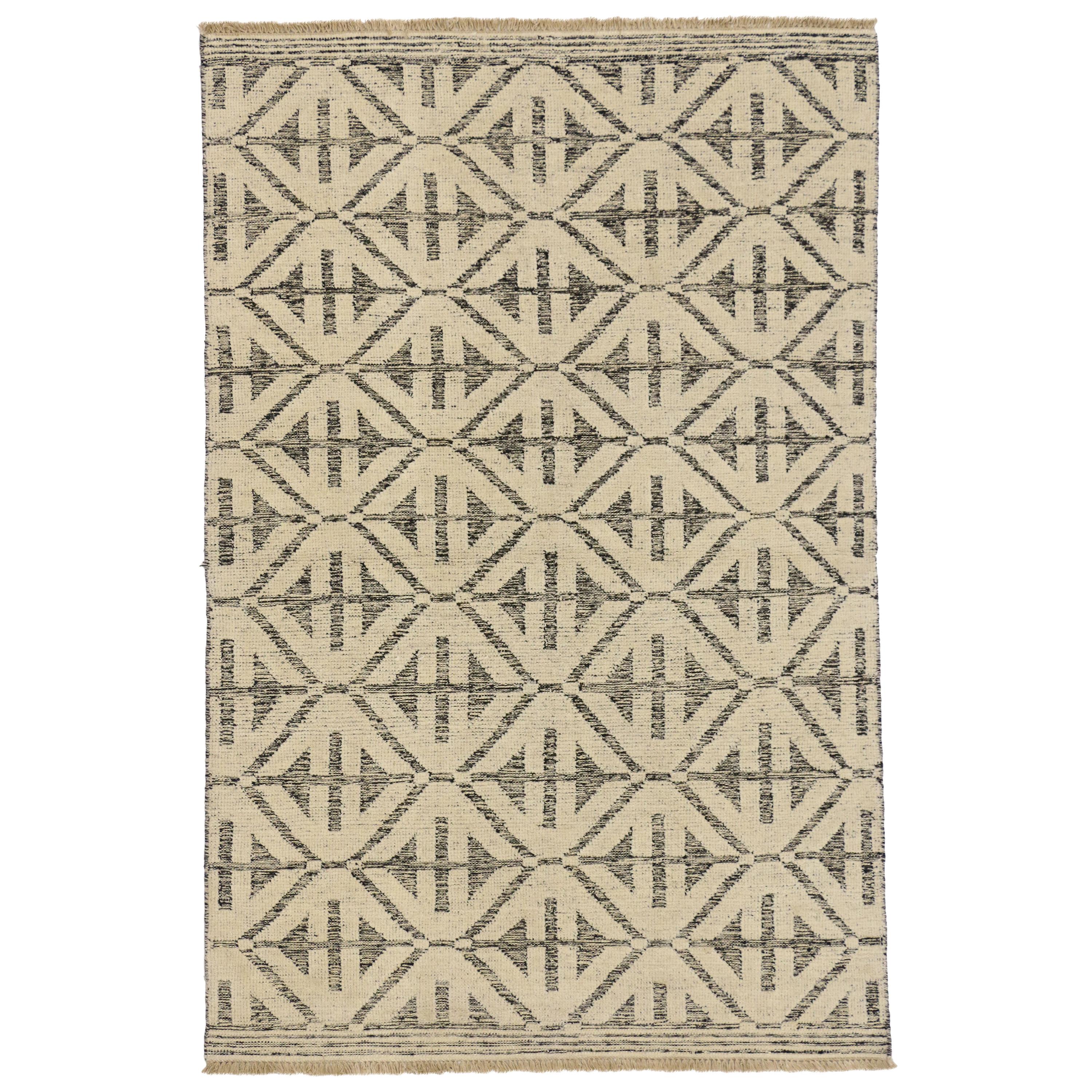 Hoch- und niedriger Textur-Teppich mit geometrischem Akzent im zeitgenössischen modernen Stil im Angebot