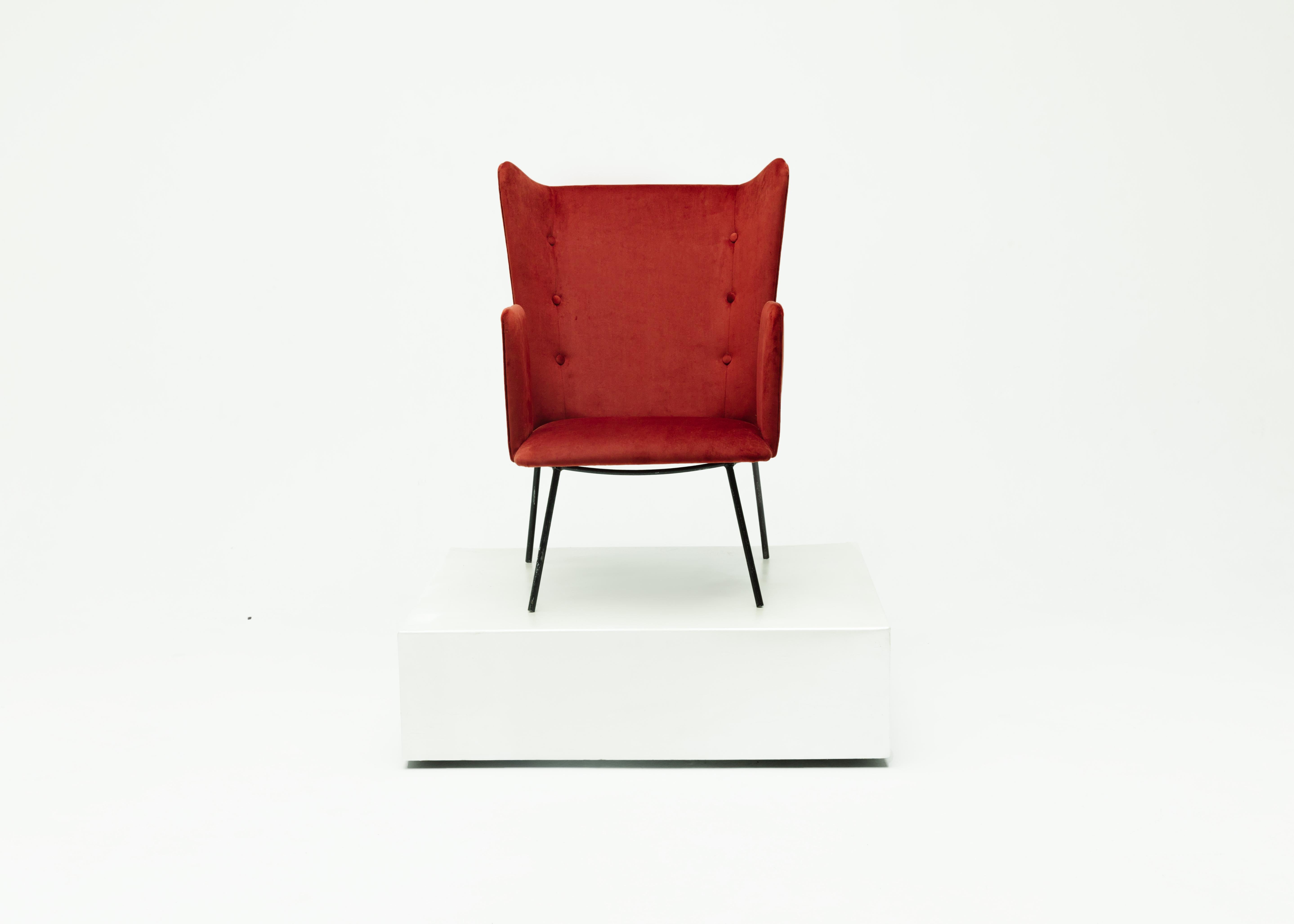 High Armchair by Carlo Hauner and Martin Eisler, Brazilian Midcentury Design In Good Condition For Sale In New York, NY