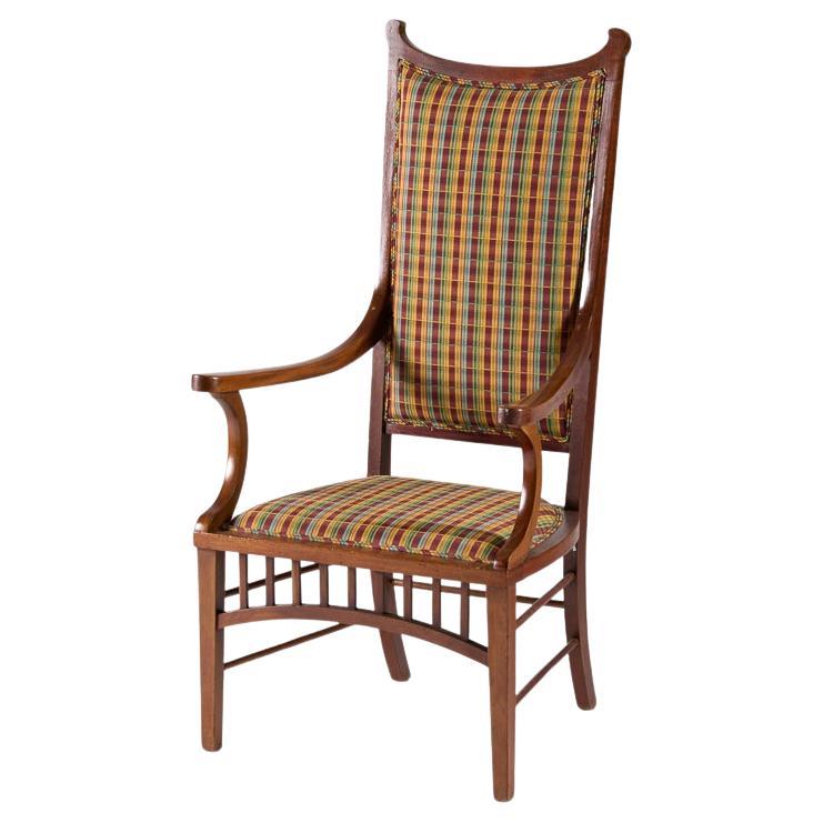 Hoher Sessel in der Art von Gustave Serrurier-Bovy, Belgien, um 1900 im Angebot