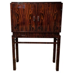 High Art Deco Cabinet, Macassar Veneer, Mahogany, France circa 1930