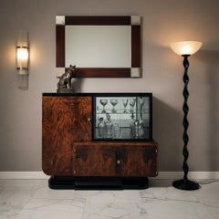 High Art Deco Sideboard / Dry Bar in Walnut Veneer, France, circa 1930