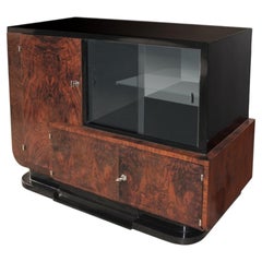 High Art Deco Sideboard / Dry Bar in Walnut Veneer, France, circa 1930