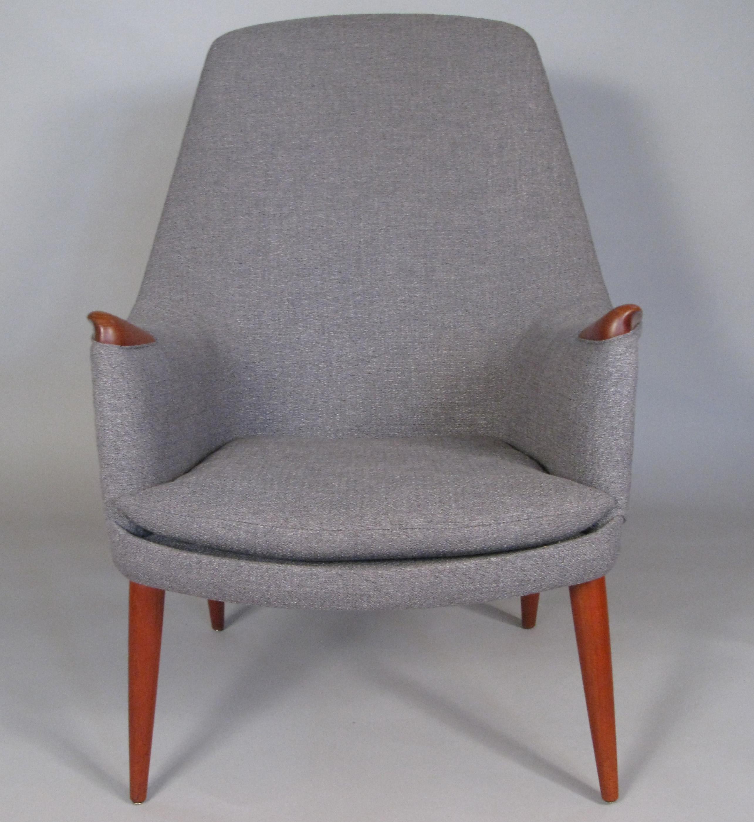 Mid-Century Modern High Back 1950s Teak Lounge Chair by Gerhard Berg