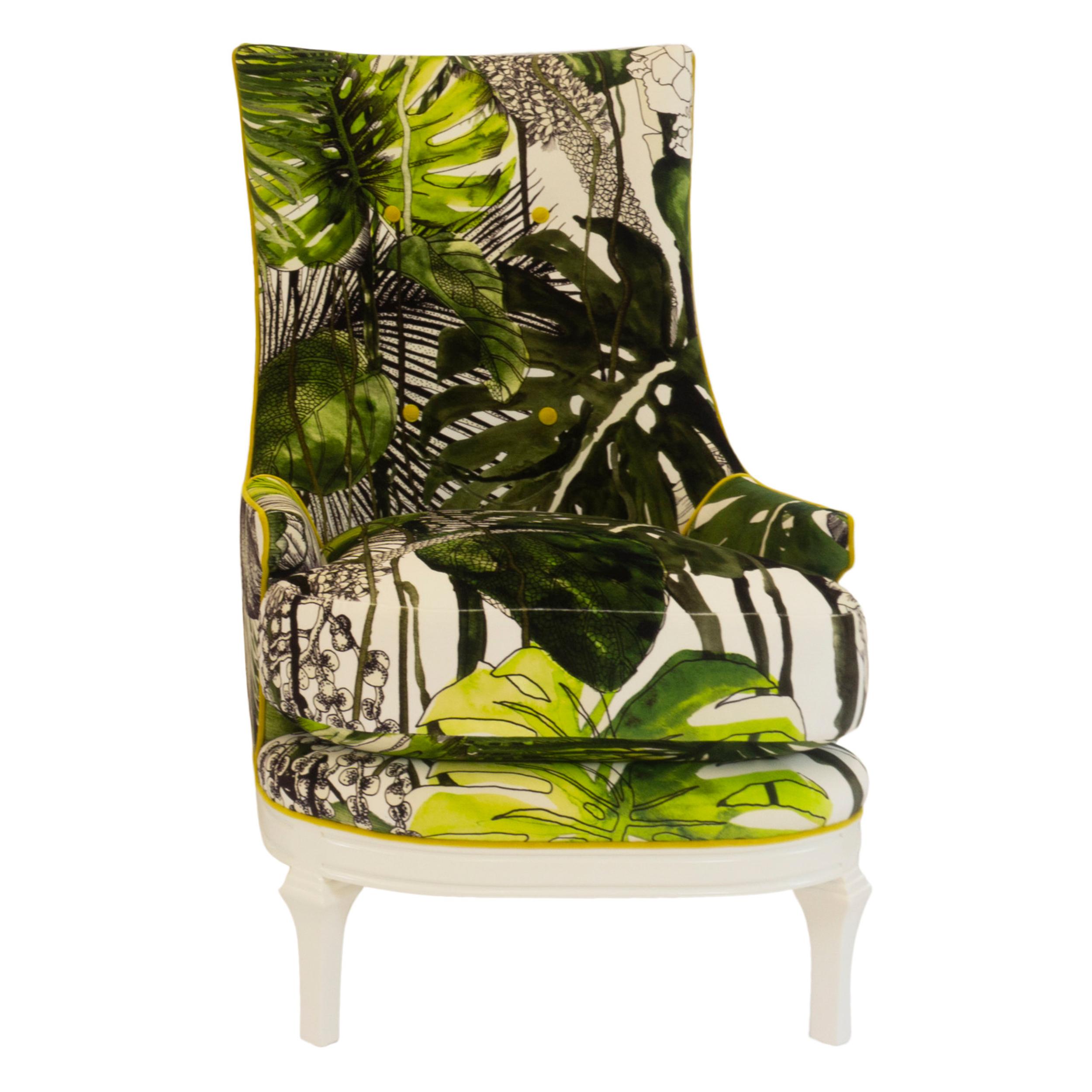 Moderne Chaise d'appoint à haut dossier avec boutons en vente