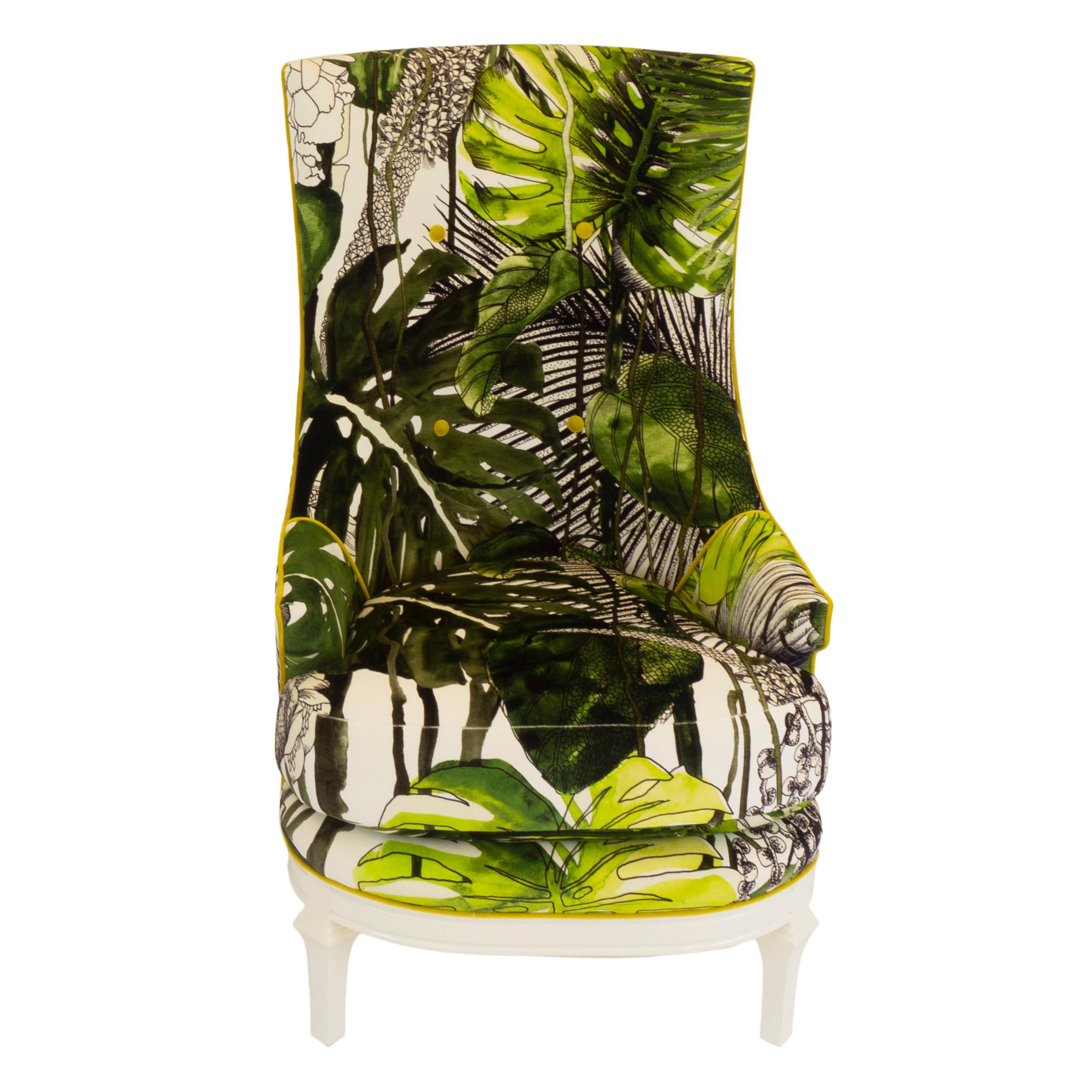 Américain Chaise d'appoint à haut dossier avec boutons en vente