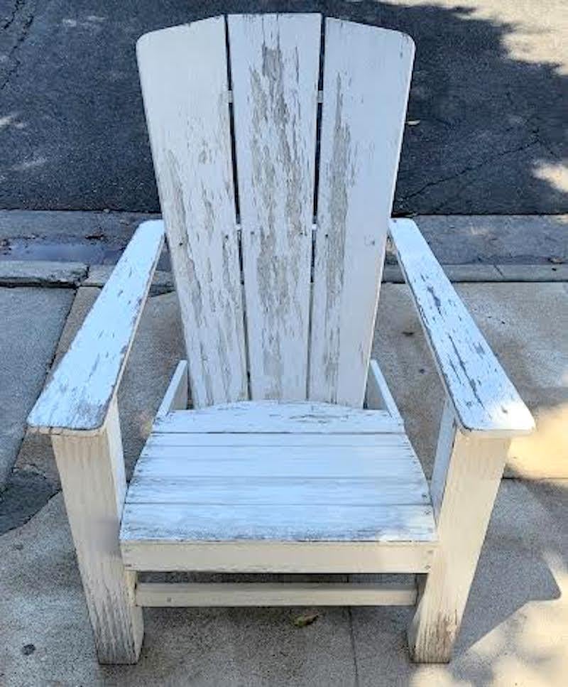 White painted High Back Adirondack chair.
  