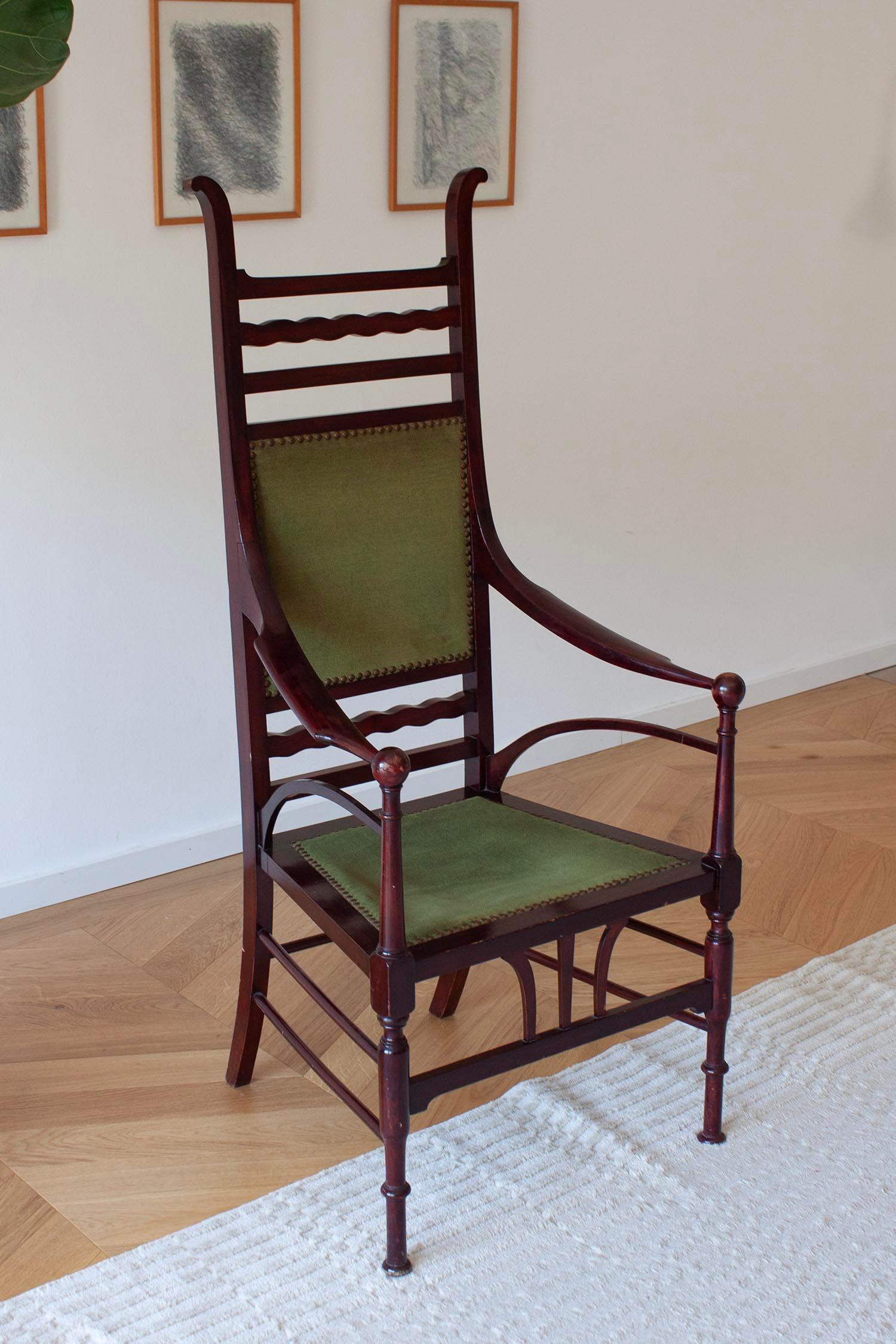 Hand-Crafted High-Back Aesthetic Movement Chair For Sale