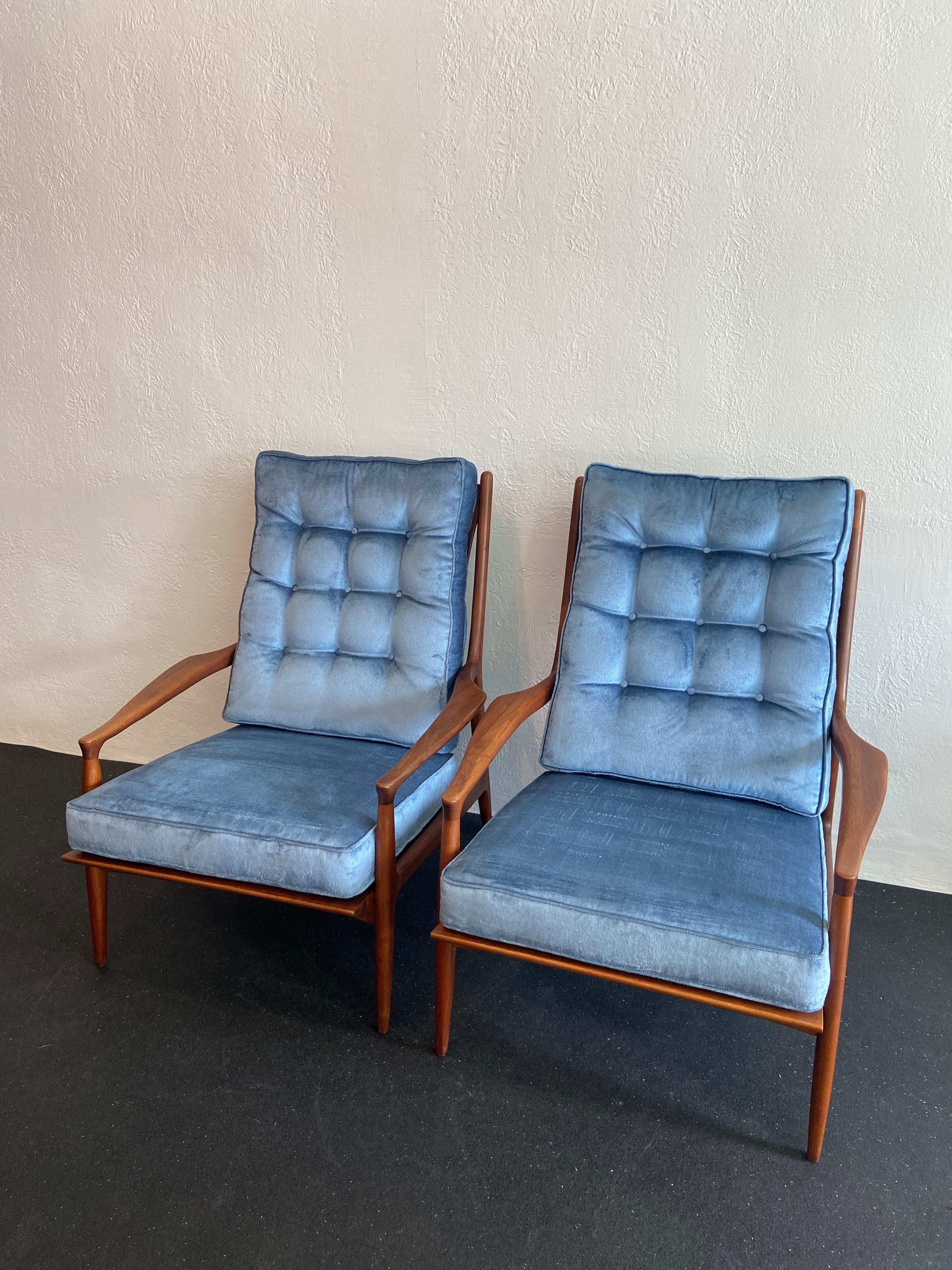 American Milo Baughman for Thayer Coggin High Back Archie Lounge Chairs, a Pair For Sale