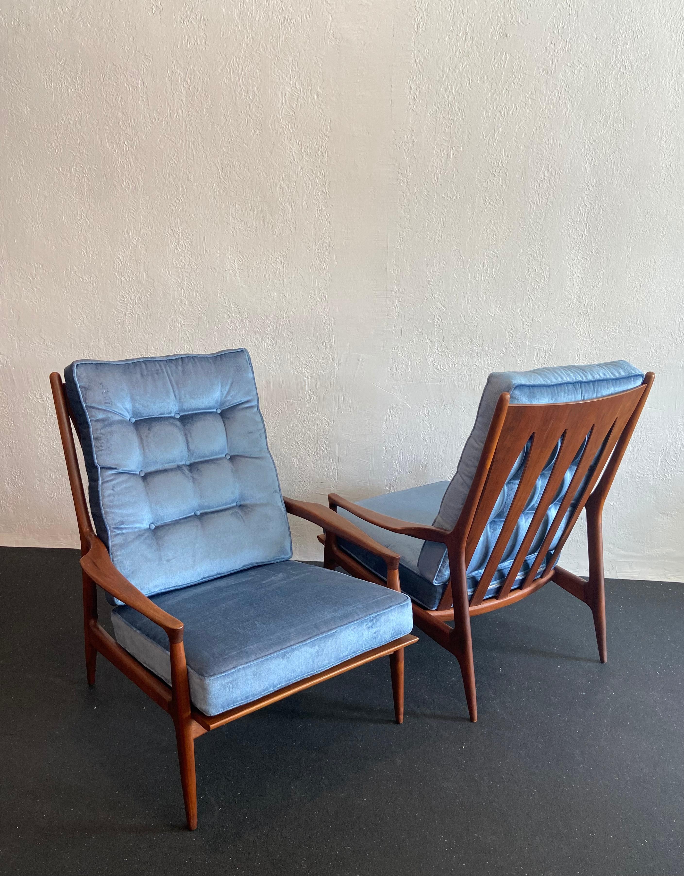 Late 20th Century Milo Baughman for Thayer Coggin High Back Archie Lounge Chairs, a Pair For Sale