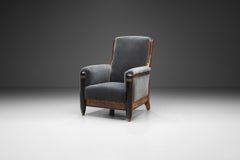 High-back Art Deco Lounge Chair with Brass Elements, France circa 1930s