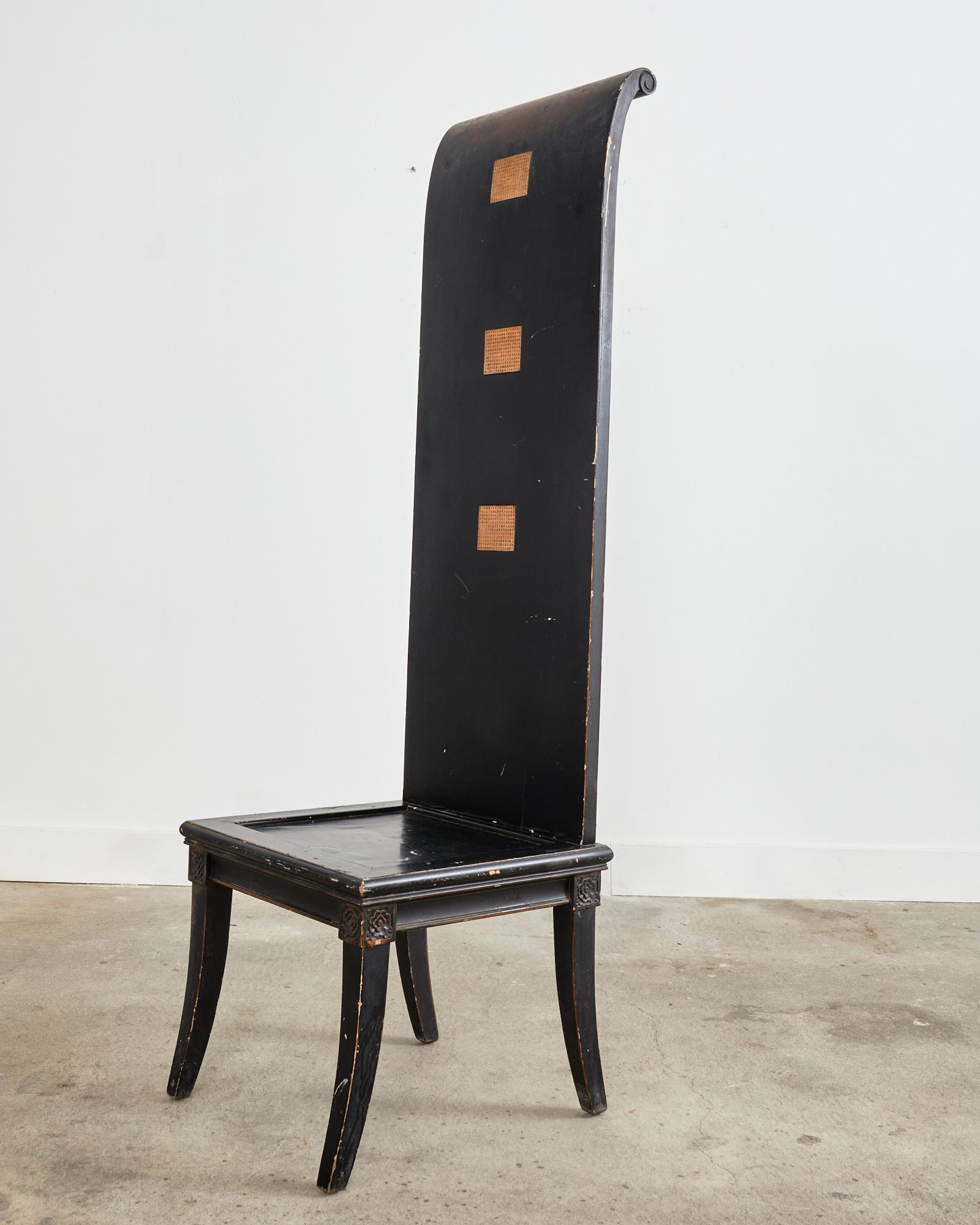 High-Back Asian Ebonized Post Modern Hall Chair 4