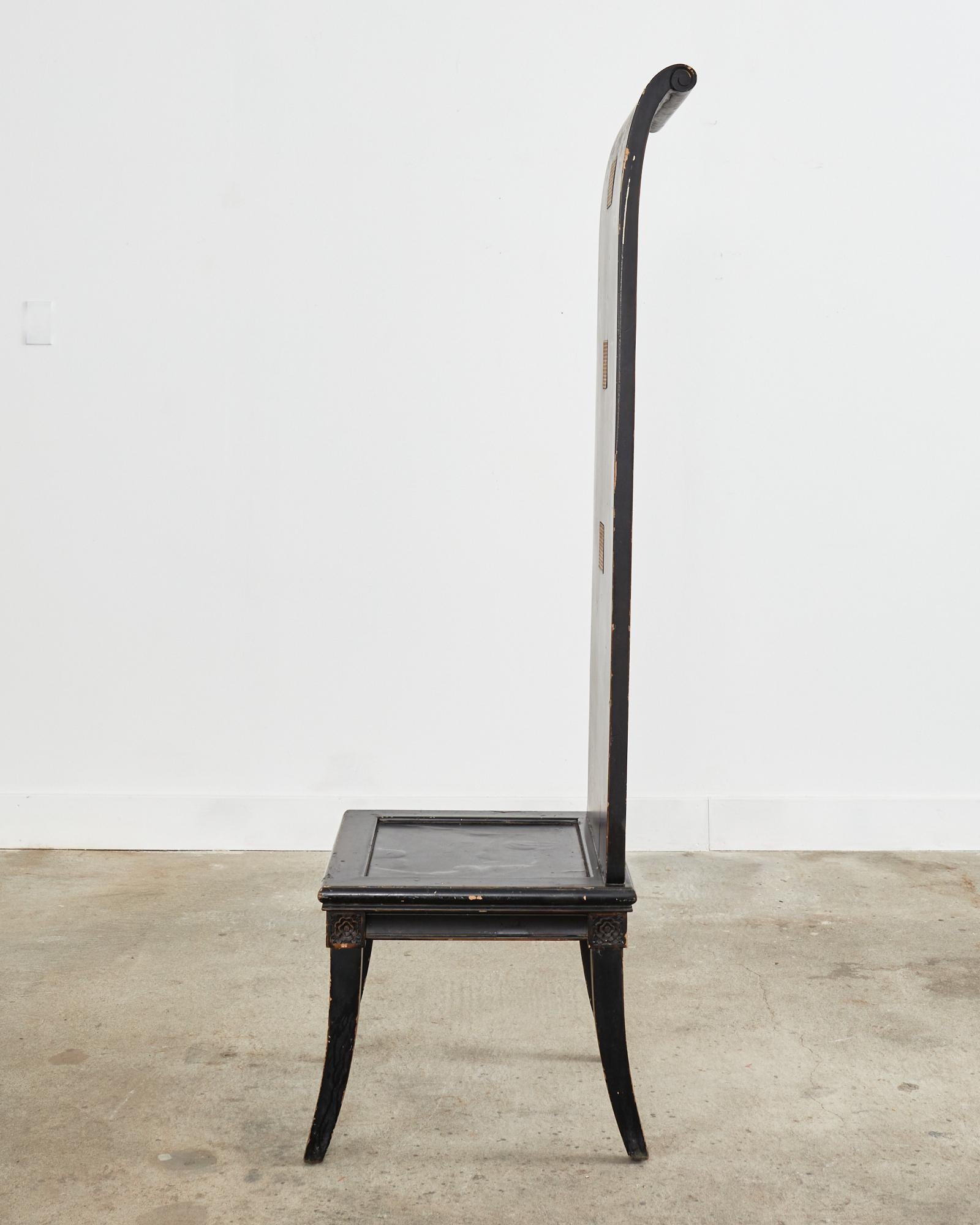 High-Back Asian Ebonized Post Modern Hall Chair 7