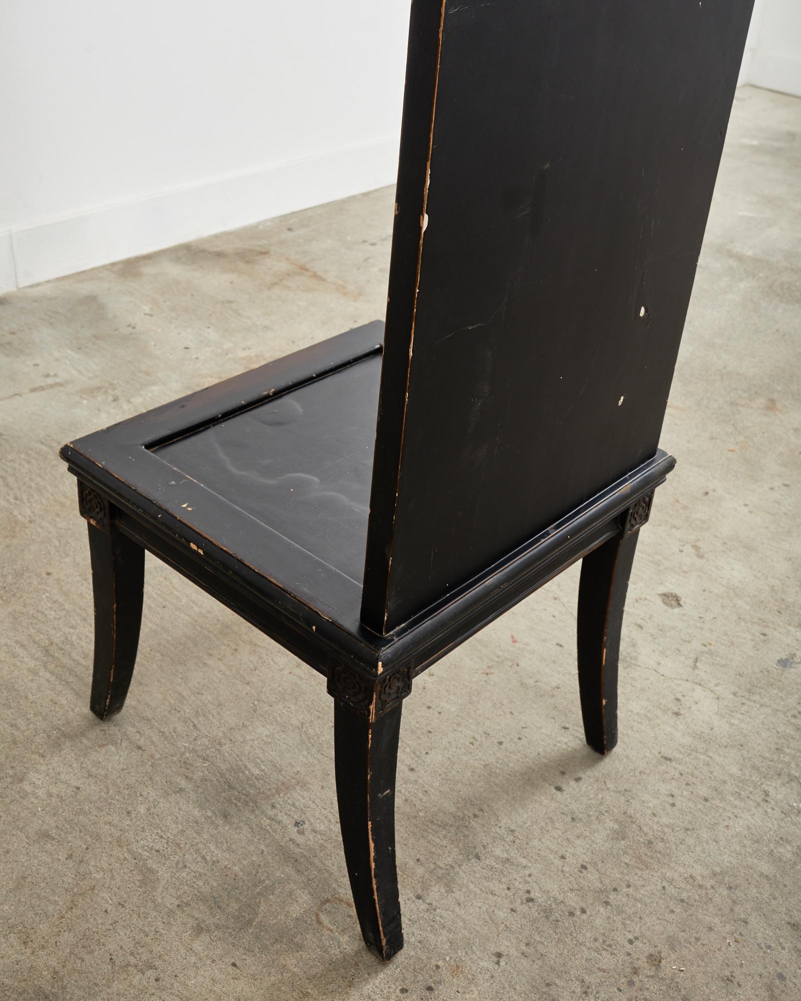 High-Back Asian Ebonized Post Modern Hall Chair 11