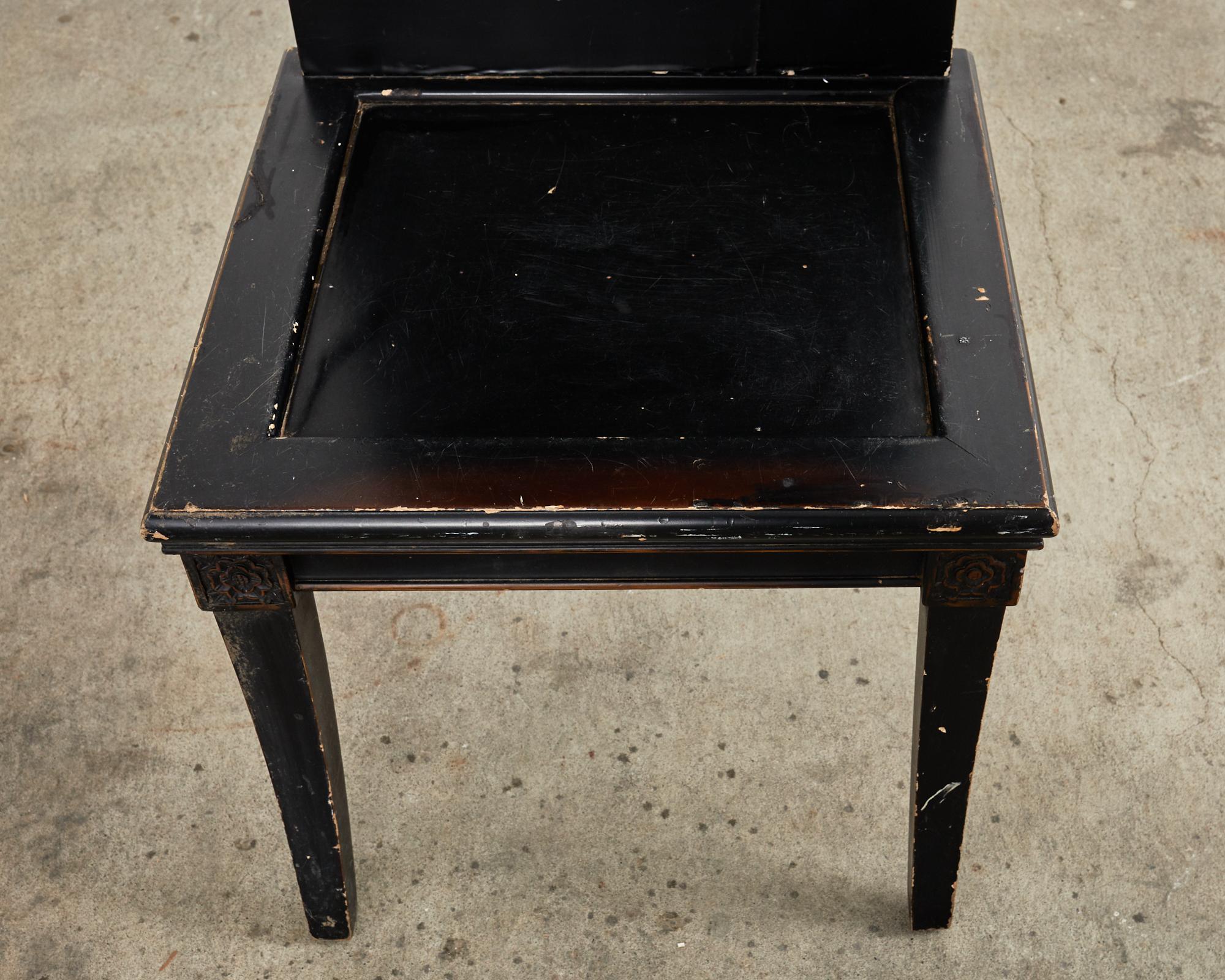 Lacquered High-Back Asian Ebonized Post Modern Hall Chair