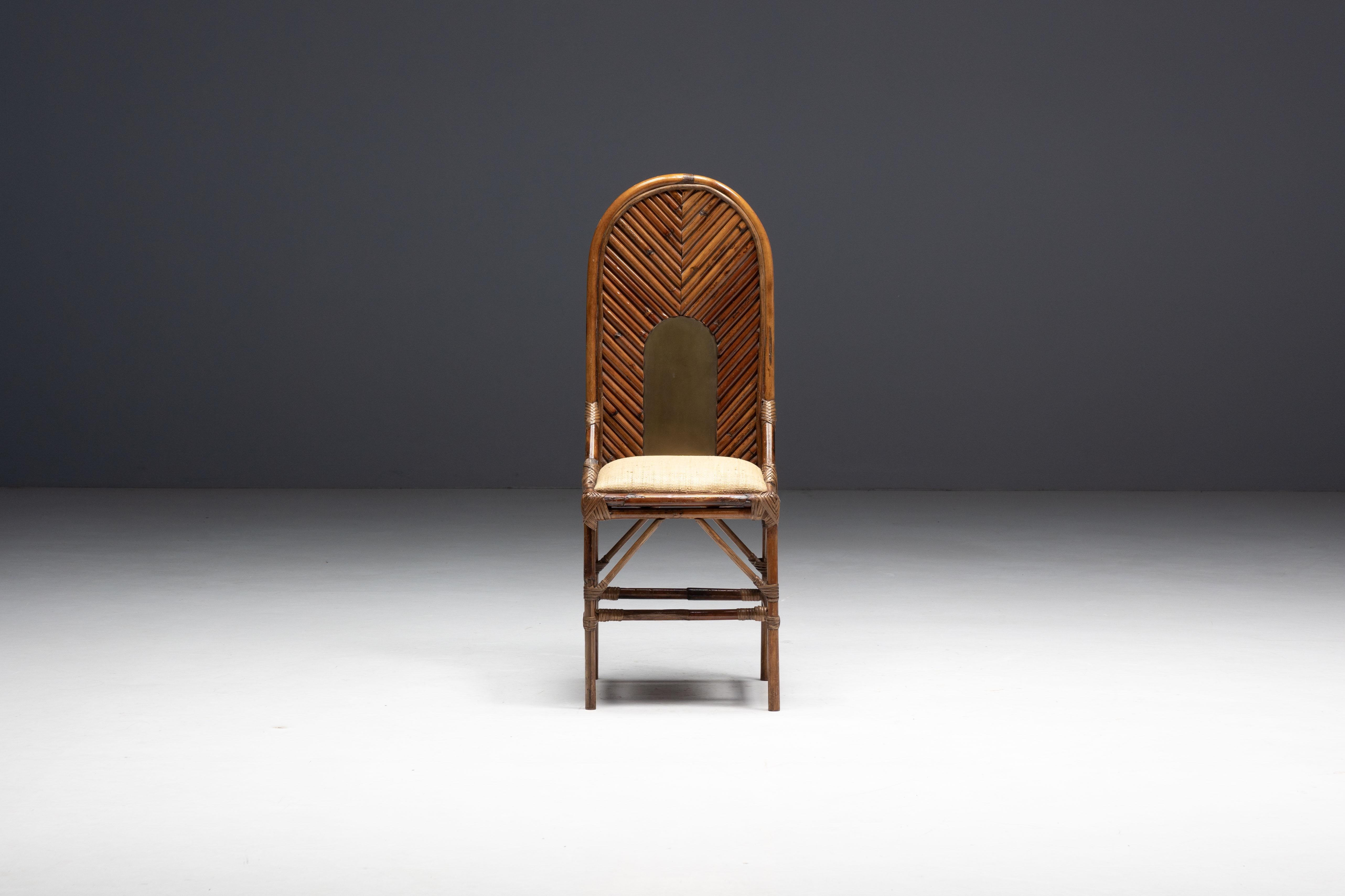 Hochlehniger Stuhl aus Bambus und Messing von Gabriella Crespi, Italien, 1970er Jahre im Angebot 6