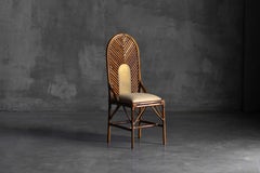 Sedia in bambù con schienale alto nello stile di Gabriella Crespi, Italia, anni '70