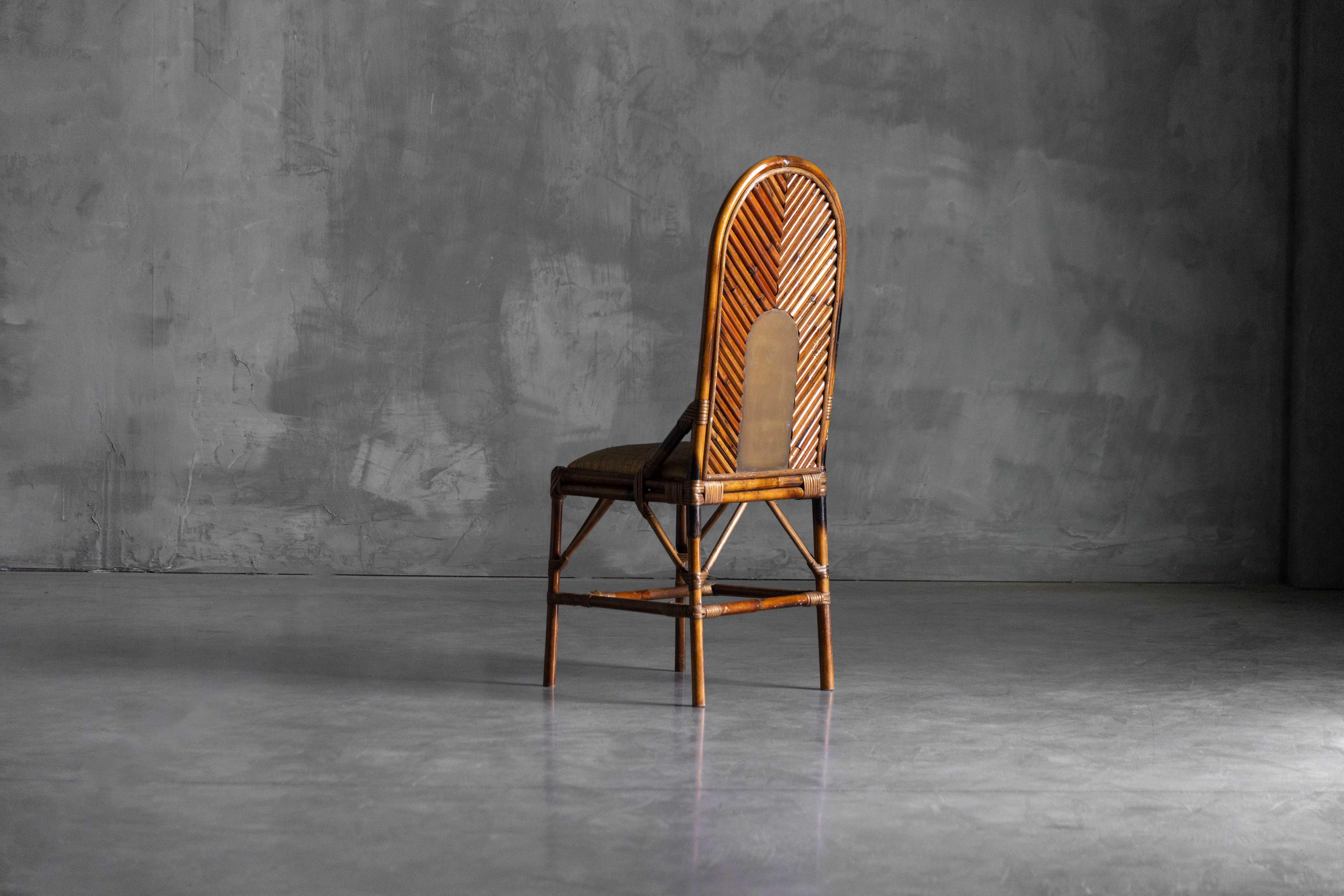 Hochlehniger Stuhl aus Bambus und Messing von Gabriella Crespi, Italien, 1970er Jahre im Zustand „Hervorragend“ im Angebot in Antwerp, BE