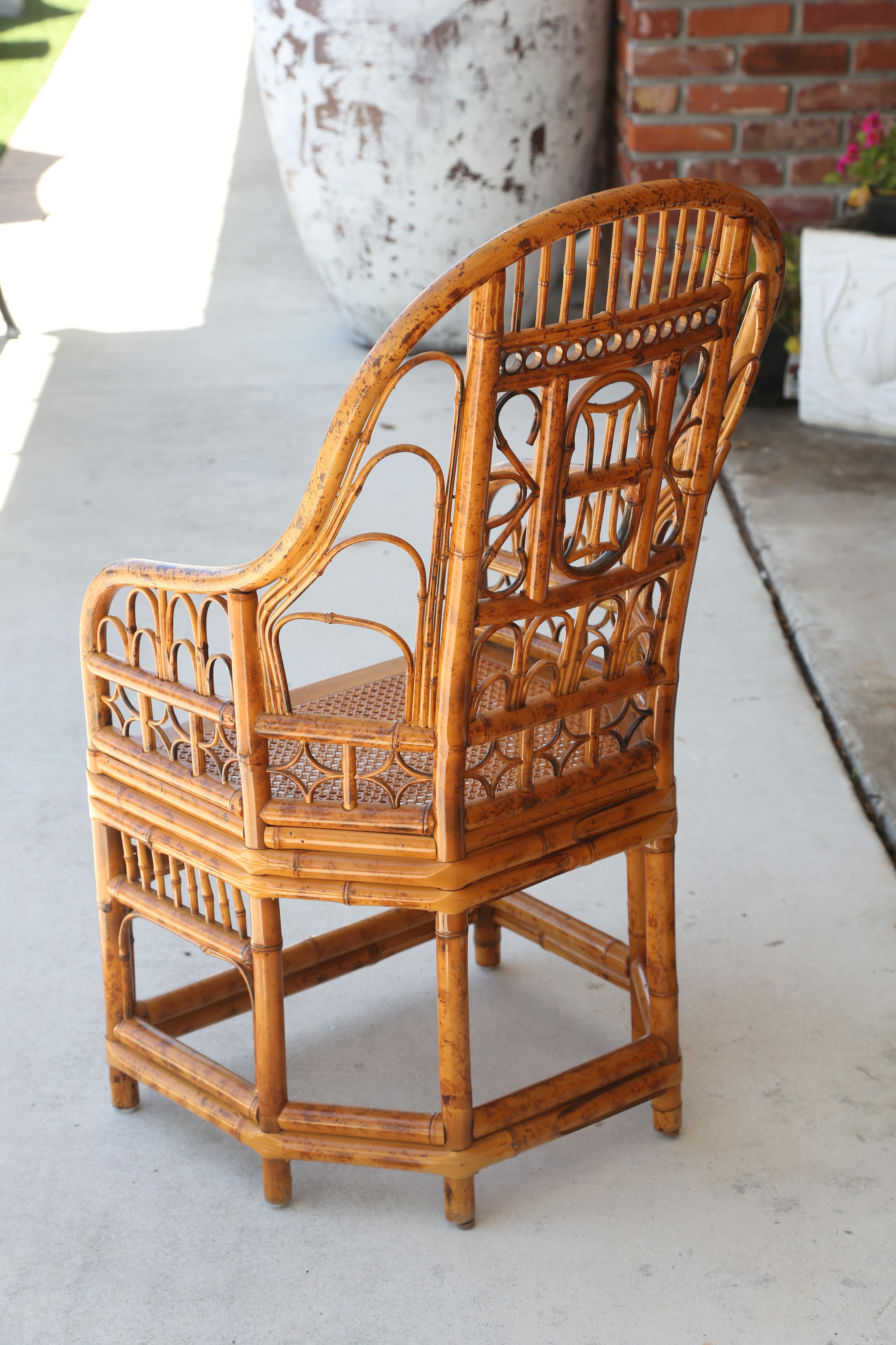 High Back Bamboo Brighton Chair In Good Condition In West Palm Beach, FL