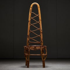 High Back Bamboo Chair, 1960s